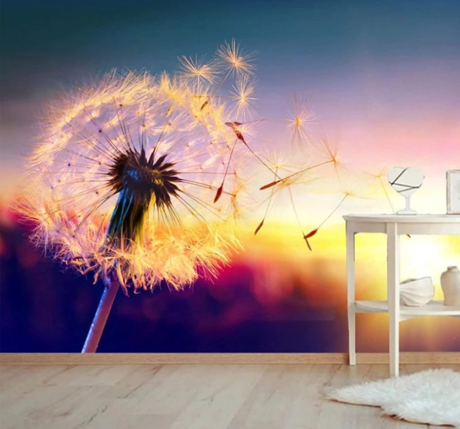 Xlming 430Cm×300Cm(B×H) Minimalist Ethereal Sunrise Three Dimensional Dandelion 3D Wallpaper Luxury Home Dining Decor Paste Sofa Living Room The Wall For Bedroom Mural-430Cm×300Cm