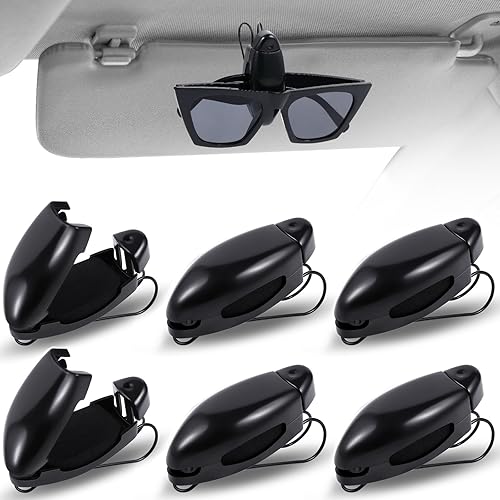 Tallew Paquete de 6 soportes para lentes de sol para visera de automóvil, clips para lentes de sol, clips para boletos, accesorios para visera