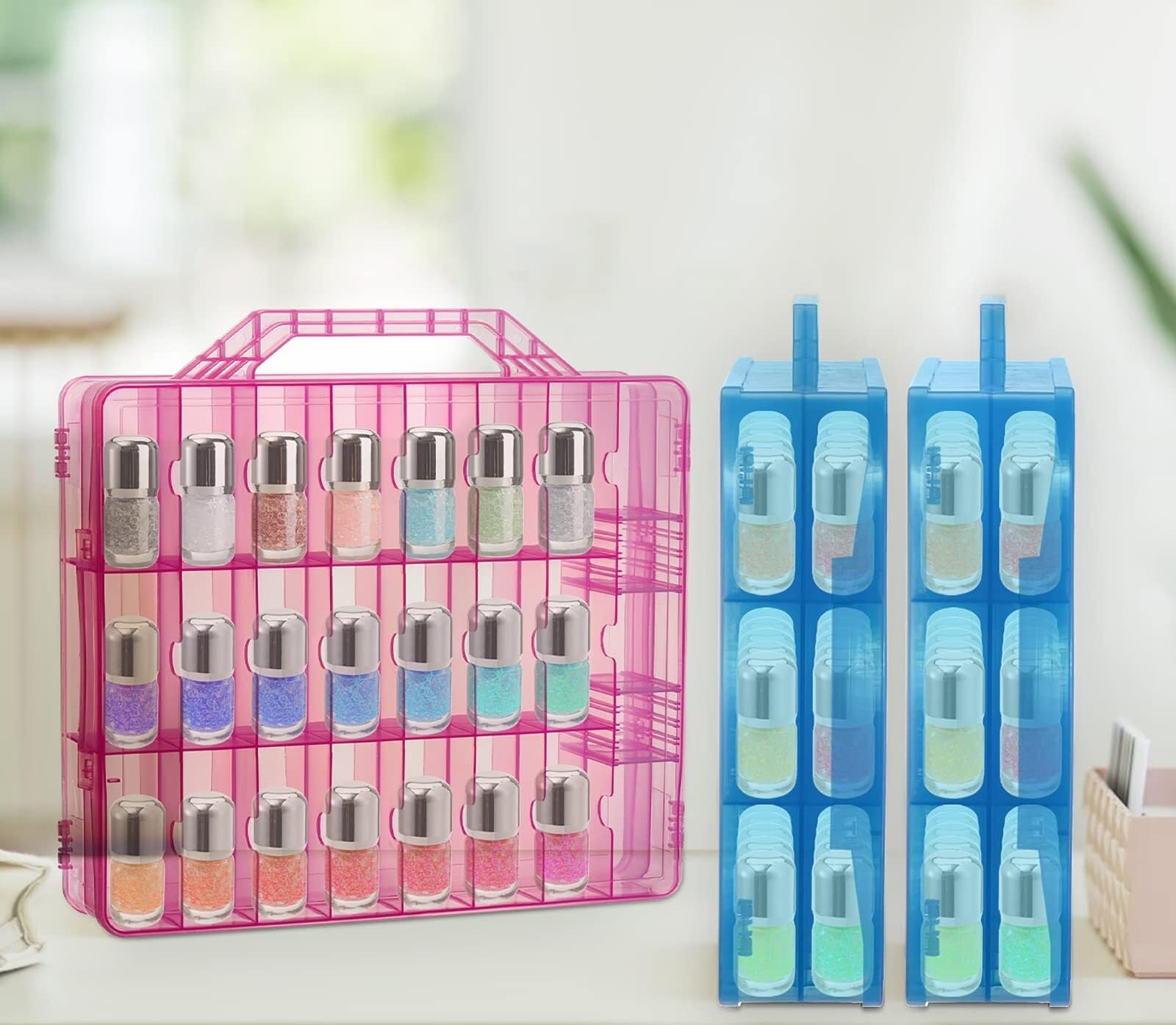Organizzatore Smalti Scatola Portaoggetti Portatile Trasparente for Smalto for Strumenti Porta Smalti per Unghie(Transparent)