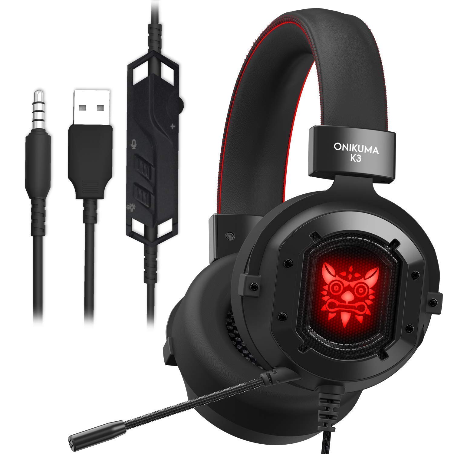 Gaming Headset, GAKOV Gak3 Cool RGB Light, Metal Iron Mesh, HD Clear Hose Microphone Gaming Headphones, 40mm Super Bass Speakers, Soft Memory Earmuffs for Laptop/Mac/Computer/PS4