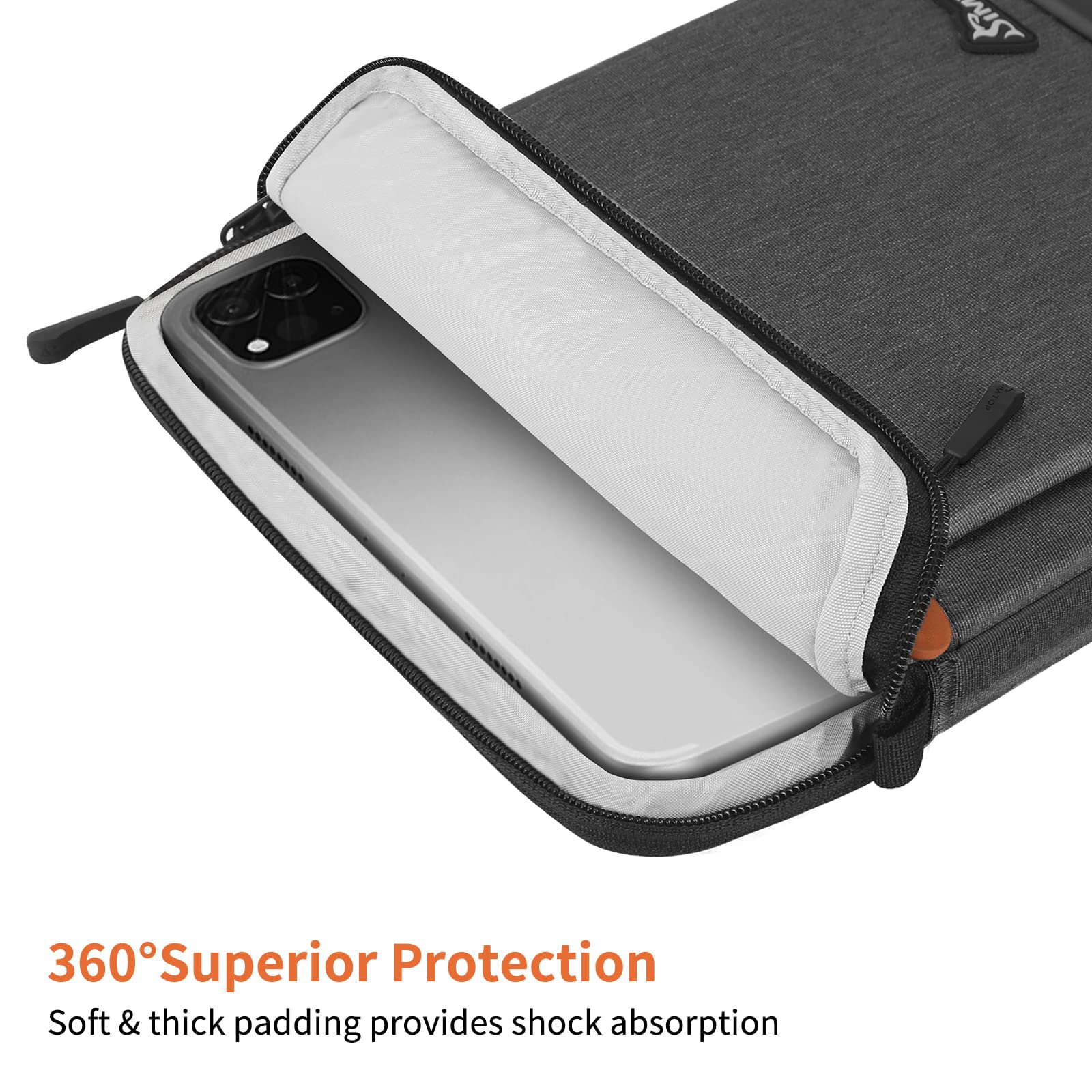 SIMTOP Etui pour Tablette 12,9 Pouces, Sac de Travail pour Homme Compatible avec iPad Pro 12,9 M2 2023-2018, Sac à bandoulière pour Homme en Polyester,Gris Foncé
