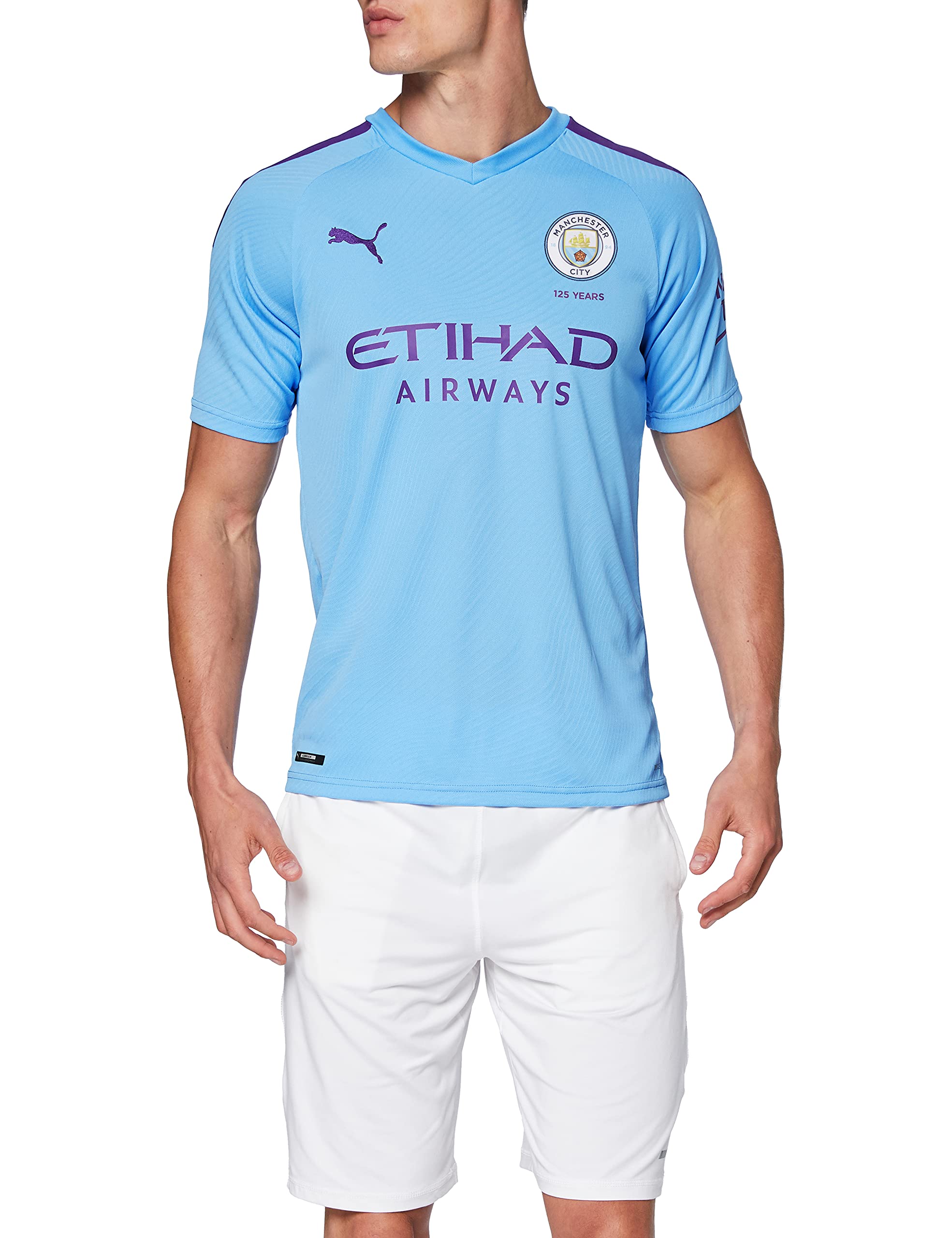 PUMA Herren MCFC Home Shirt Replica Agüero Print Trikot, Team Light Blue/Tillandsia Purple, XL
