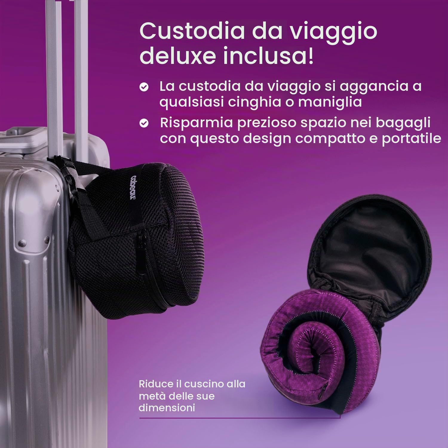Cabeau Evolution Cool - Cuscino da viaggio in memory foam, con circolazione d'aria, per testa e collo, colore: nero