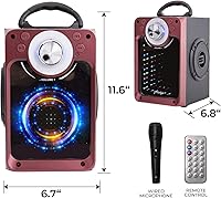 Vista 3 de Altavoz Bluetooth portátil con subwoofer de graves ricos estéreo estéreo estéreo para exterioresinteriores, luces de DJ, micrófono, grabación