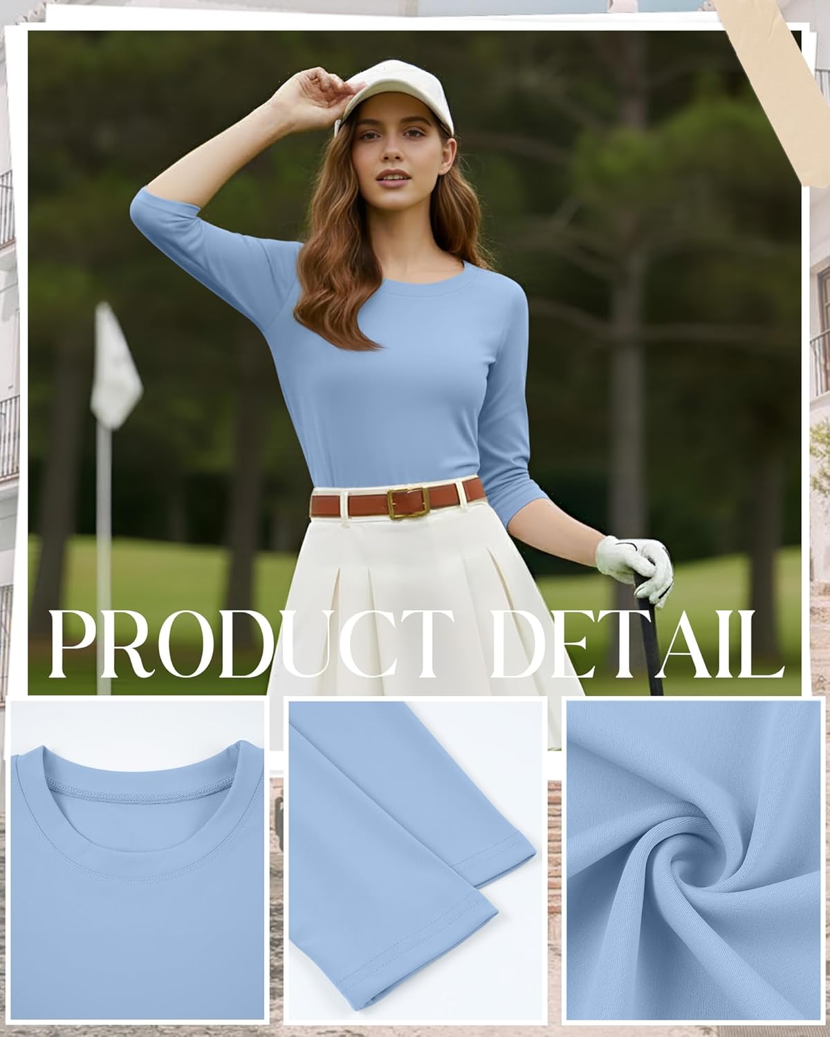 Neer Women's Workout Tops 3/4 Sleeve Compression Shirt Athletic Gym T-Shirt Yoga Running Fitted Crew Neck Basic Tee - Image 5