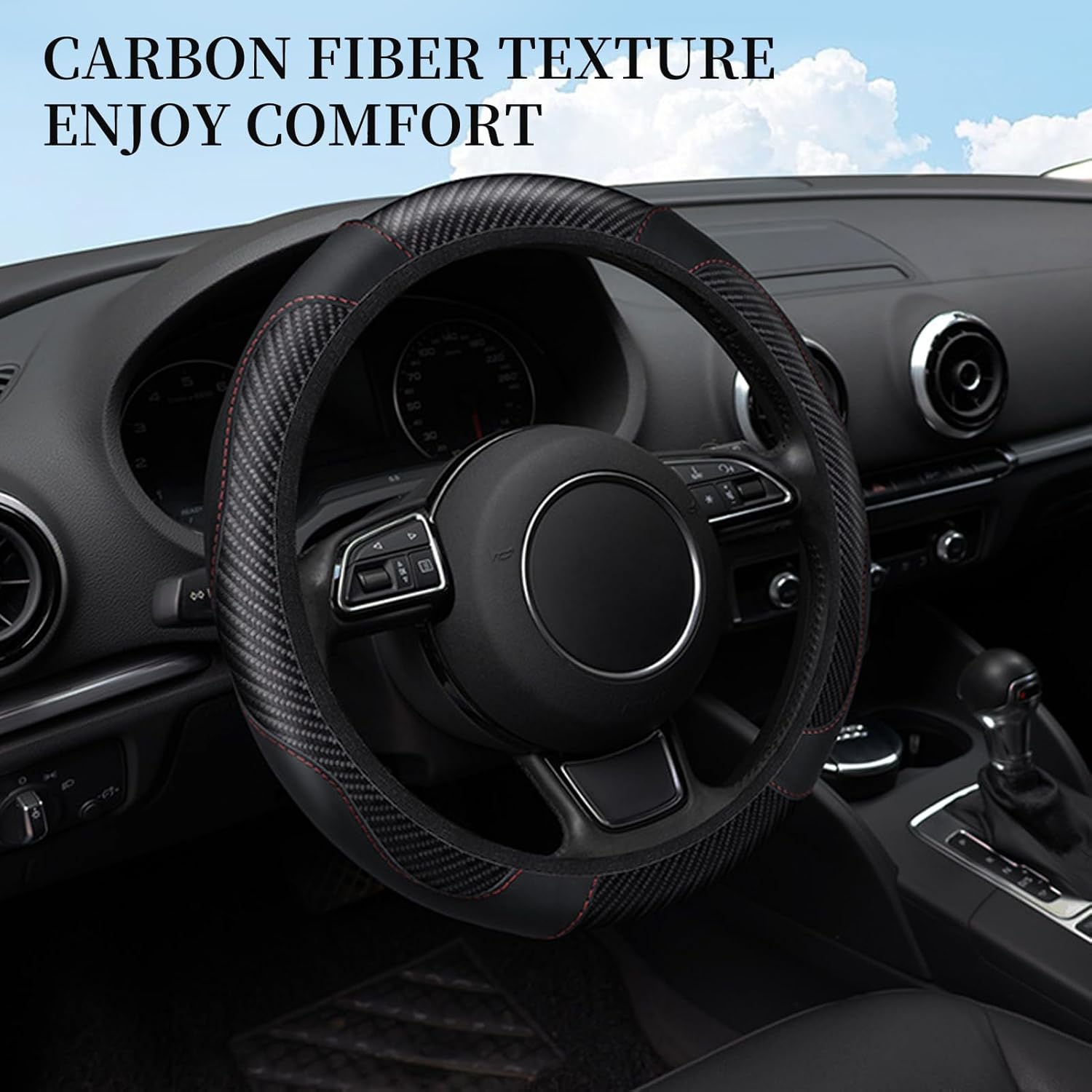 Universal Microfiber Leather Car Steering Wheel Cover - Breathable, Anti-Slip, Odorless Design for 14.5-15 Inch Steering Wheels - Premium Quality Accessory for Men and Women