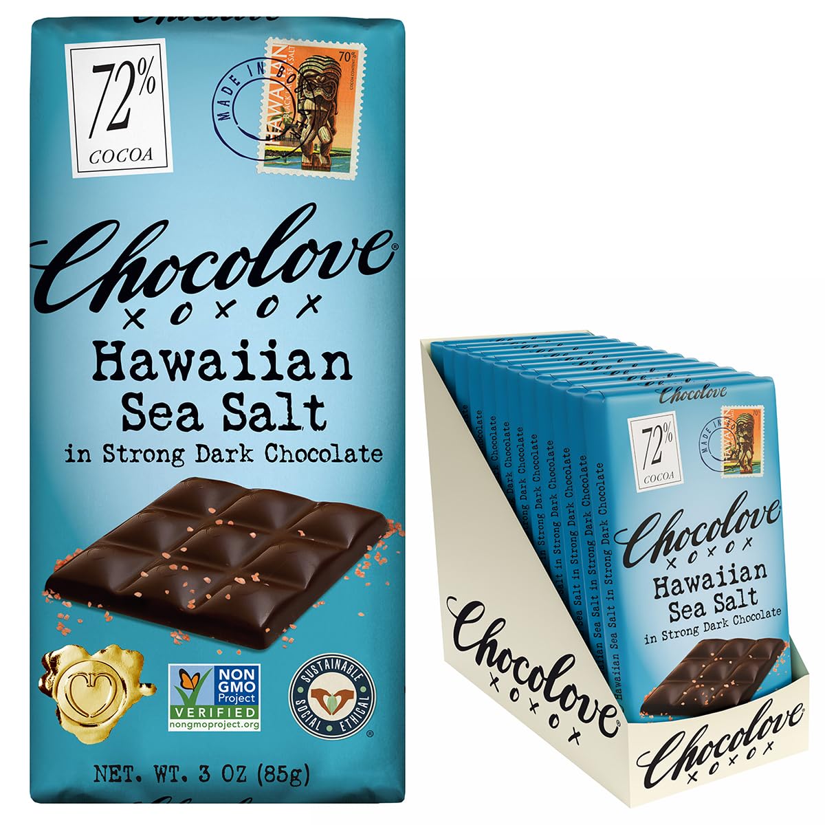 Amazon.com: Chocolove Hawaiian Sea Salt Dark Chocolate Bars | 72