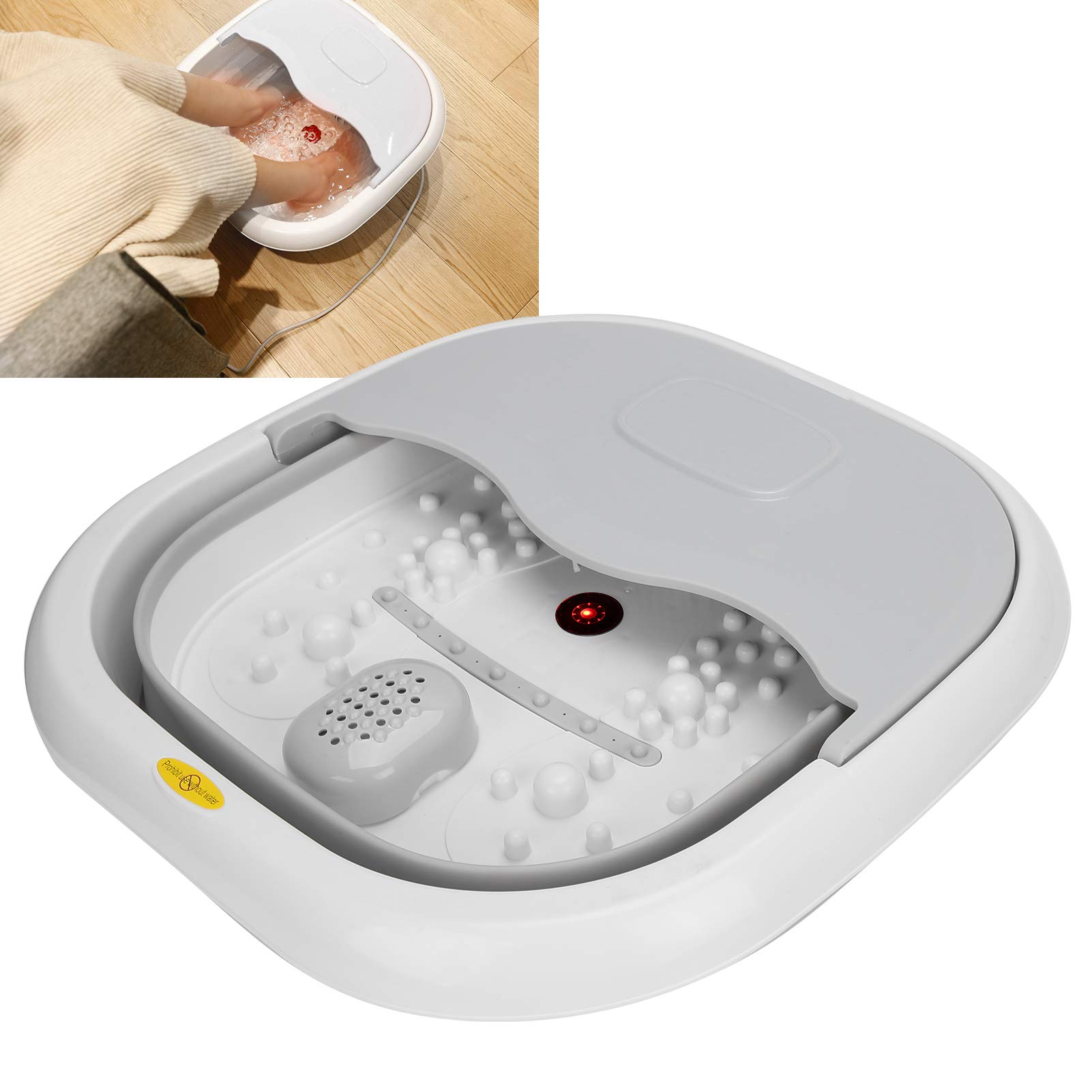 Foot Bath Massager With Heat,Foot Spa Massager Electric Foot Bath Foot Massager Light Therapy Folding Foot For Foot Massagers Bath Barrel(Eu:Grey)