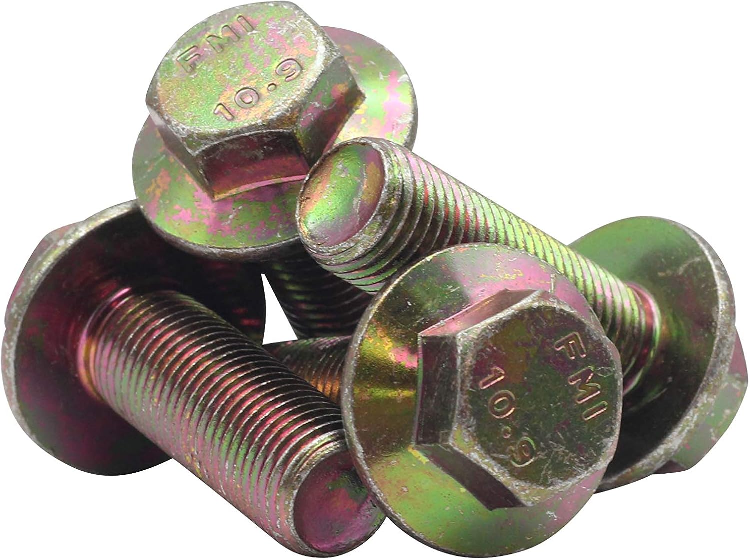 (5pcs) BelMetric M14X1.5X30 Metric Hardened Fine Thread Hex Head Flange Bolt, DIN 6921, Class 10.9, Yellow Zinc Finish, BFD14X1.5X30YLW-5