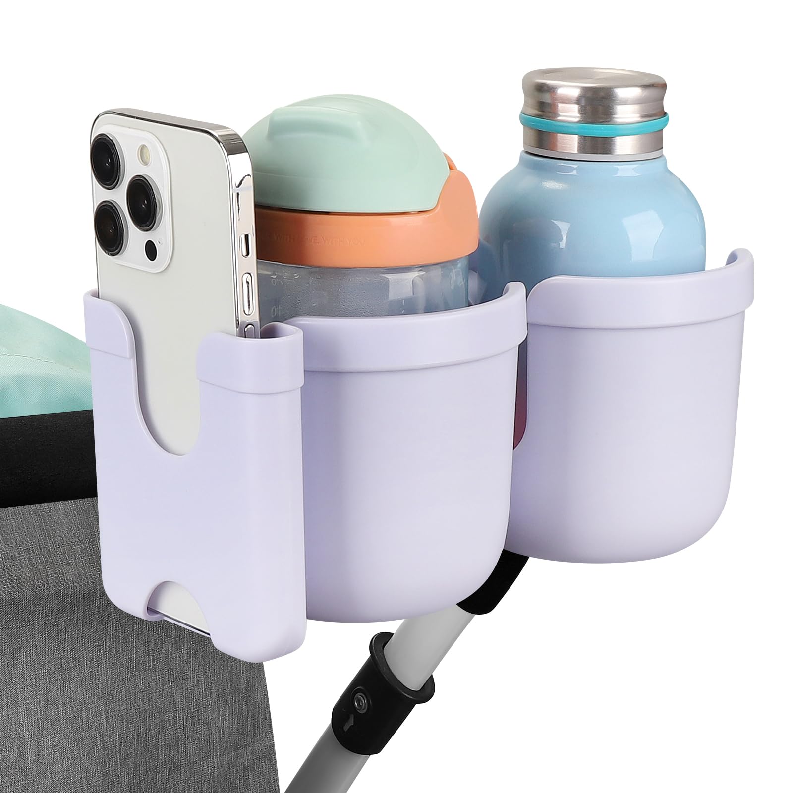 Accmor Kinderwagen-Getränkehalter mit Handyhalter, Fahrrad-Getränkehalter, Universal-Getränkehalter für Uppababy Nuna Doona Kinderwagen, 2-in-1-Getränkehalter für Kinderwagen, Fahrrad, Rollstuhl