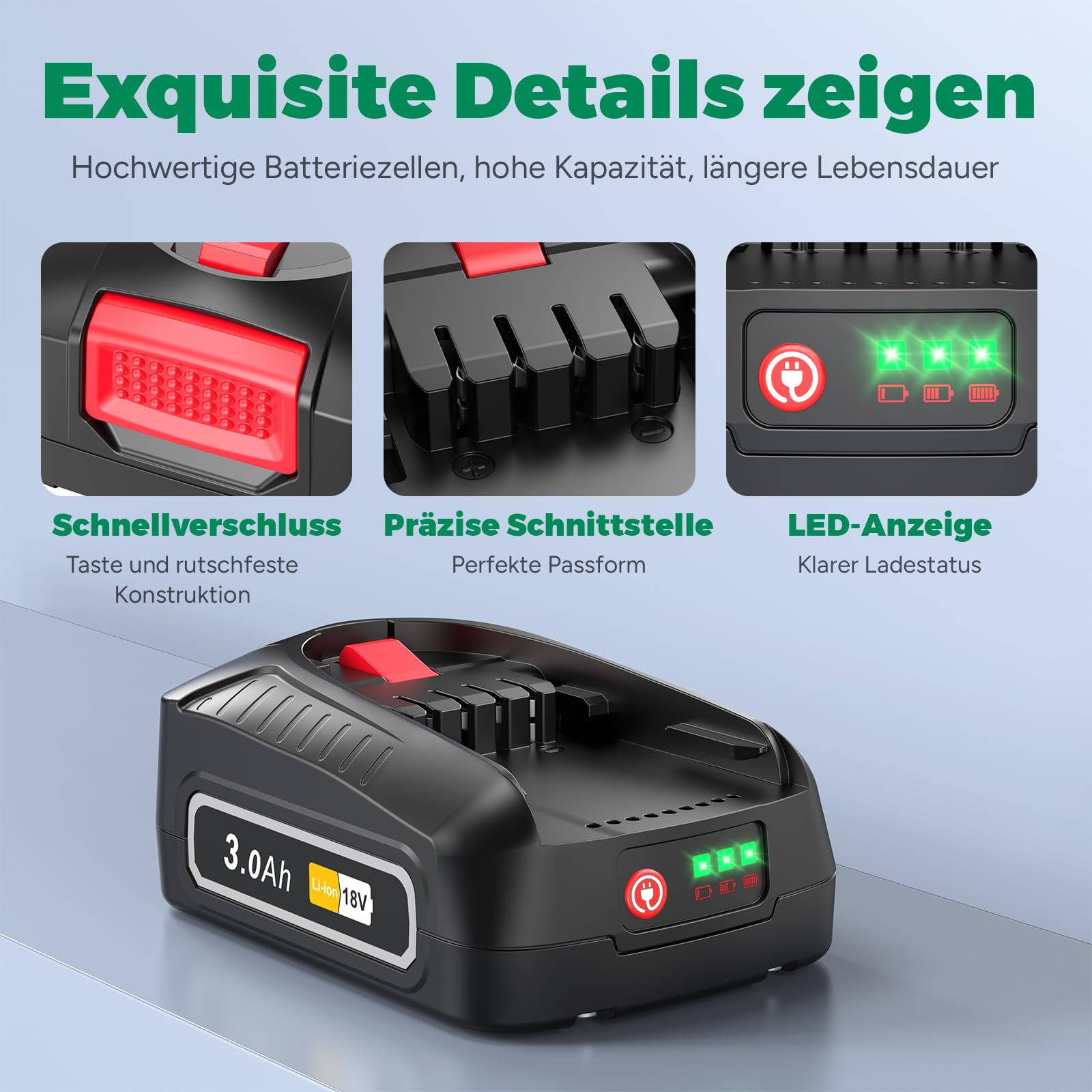 2 Packs de baterías PBA1830 para Bosch, batería de Iones de Litio para Herramientas eléctricas Bosch de 18 V y 3 Ah, batería Gardena de 18 V para Herramientas domésticas y de jardín