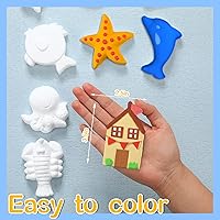 Vista 2 de Sinmoe 12 Kits de Pintura Bajo el Mar Artes y Manualidades Figuras de Animales Oceánicos de Cerámica Sin Pintar Hazlo Tú Mismo Kit para Pintar Tus