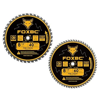 FOXBC 8-1/4 Inch Circular Saw Blade 40 Tooth, 60 Tooth for Wood Cutting - Two Pack