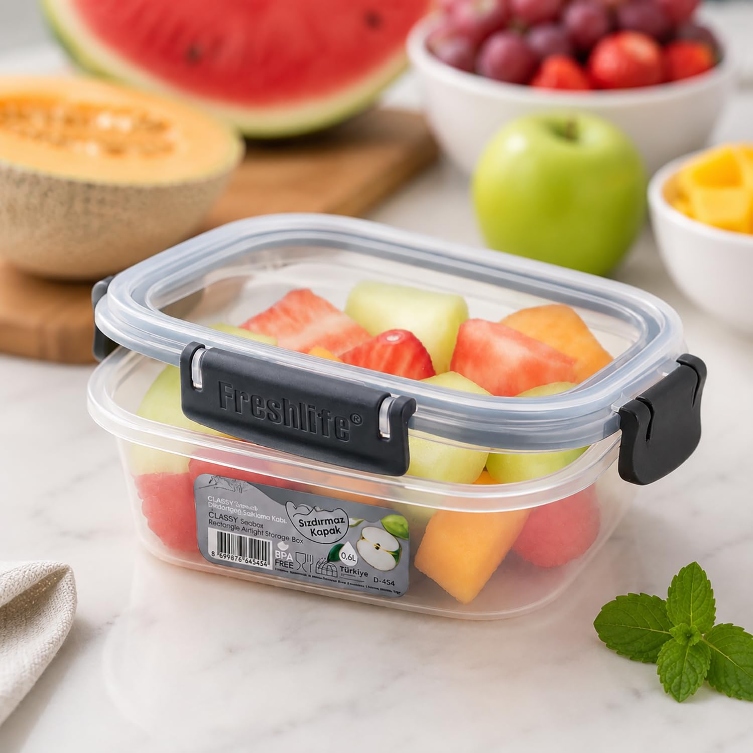 Fiambrera Hermética con Tapa. Pack Fiambreras de Plástico Rectangular, Recipiente para Guardar Alimentos. Plástico libre de BPA, Tapa a prueba de Fugas. Ideal para Hostelería (600ml (24ud))