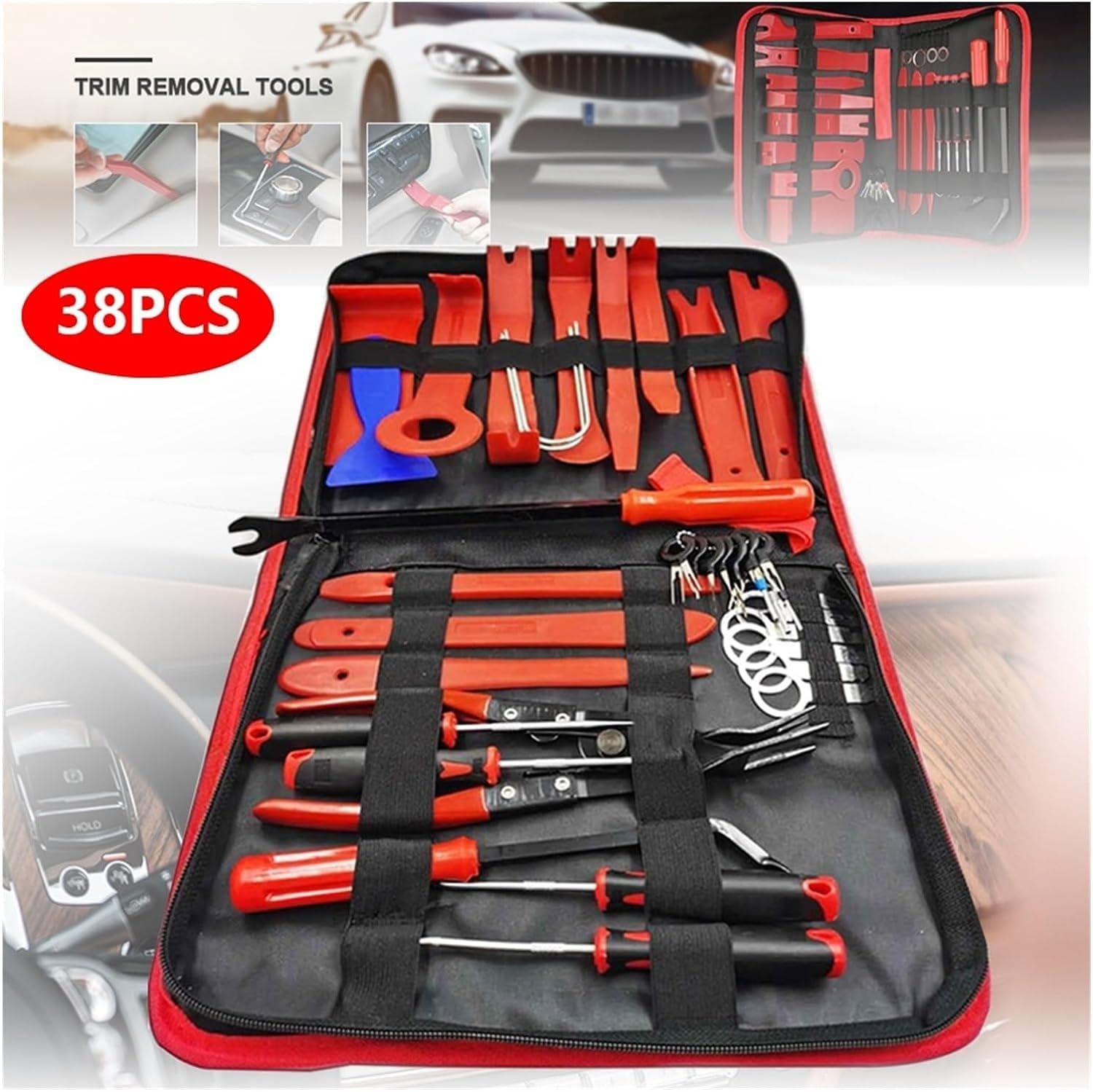 Strumenti di riparazione Set di utensili manuali Attrezzi per auto Kit di smontaggio degli interni dell'auto Strumento di rimozione delle finiture in plastica Strumenti fai da te per pannelli per se