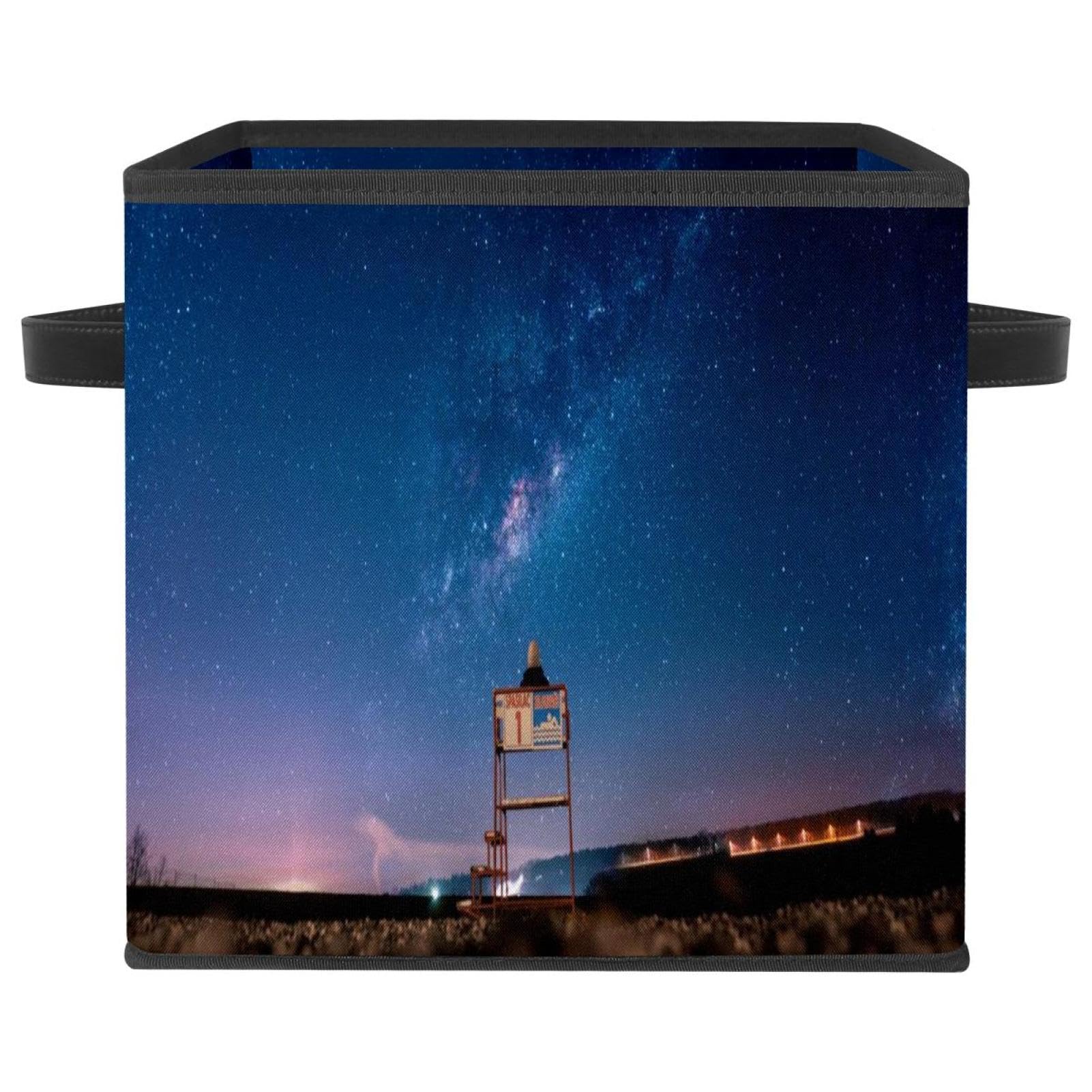 Boîte de rangement pliable en tissu cube ciel étoilé nuit pour jouets