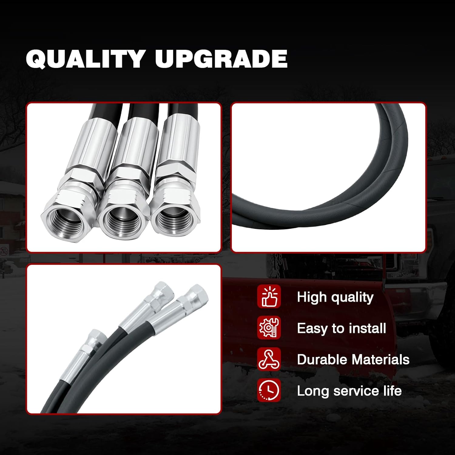 Heavy Duty Snow Plow Hydraulic Hose Set Kit Fit for Fisher 56591 56592 and Western 56616 56617