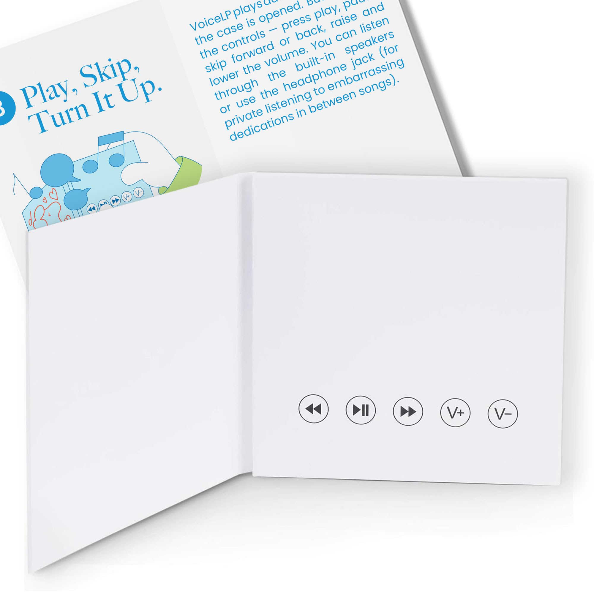 VoiceGift VoiceLP Digital MP3 and WAV Audio and Music Player, White | Audio Playing Greeting Card for Back to School Mixtapes, Playlists, Lectures, Study-Aid, Gifts, Student Projects & Custom Messages