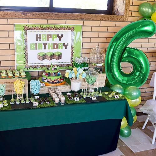 Miniatura 4 de TONIFUL Globo verde oscuro de 40 pulgadas con números grandes del 0 al 9, decoración de fiesta de cumpleaños, globo de aluminio Mylar número 6