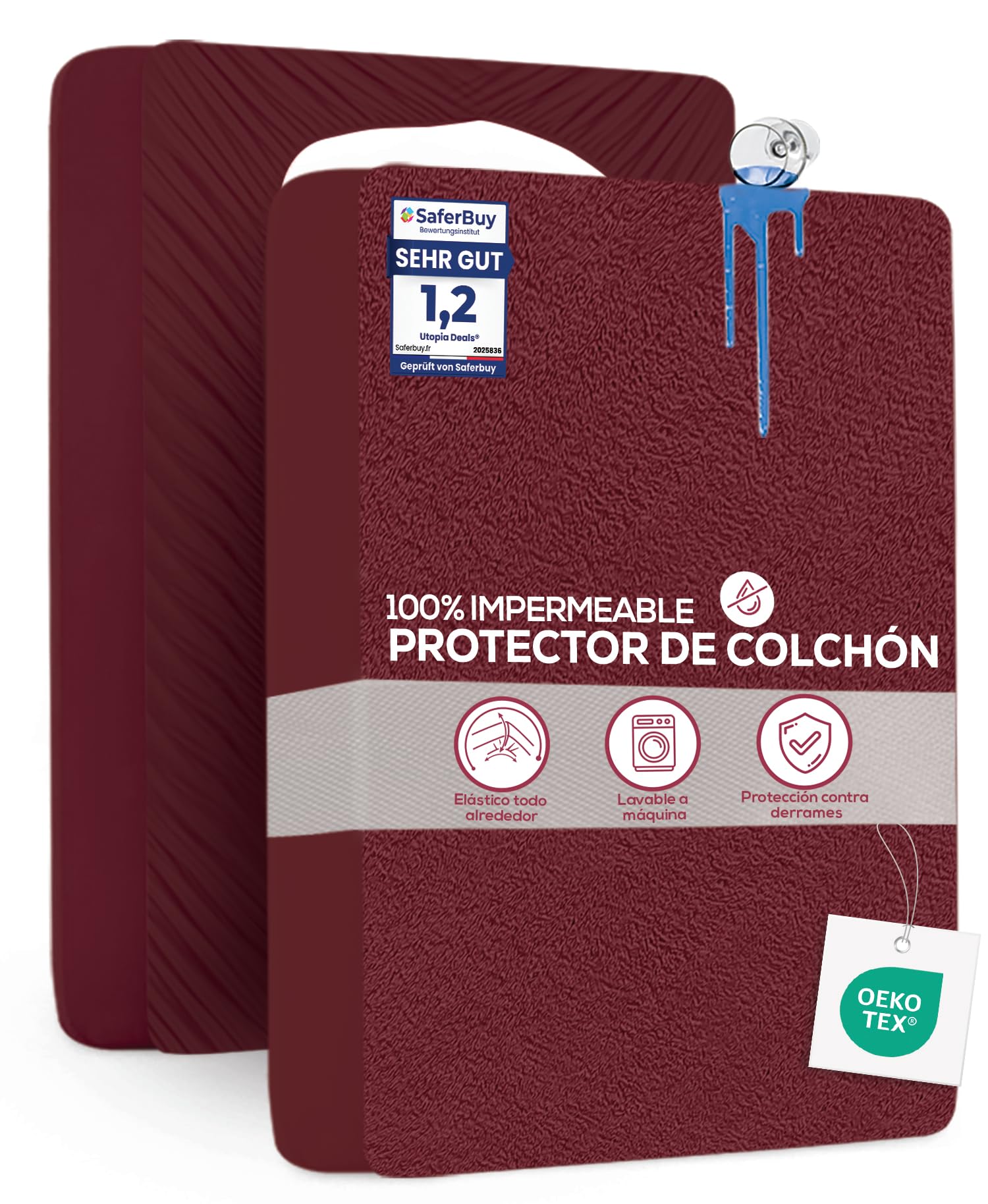 Utopia Bedding Protector Colchón 90 x 190 x 40 cm Impermeable, Certificación Oeko-Tex Funda Colchón, Cubre Colchón Transpirable, Elástico En Todo El Contorno — view 14