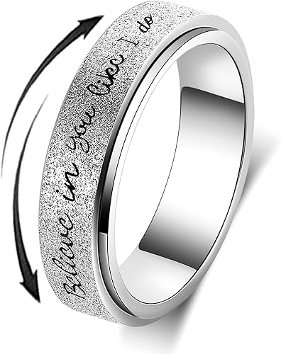 Anillo para ansiedad para mujer anillo giratorio de acero inoxidable con mantra inspirador personalizado para hombres, mujeres y amigos, regalo de
