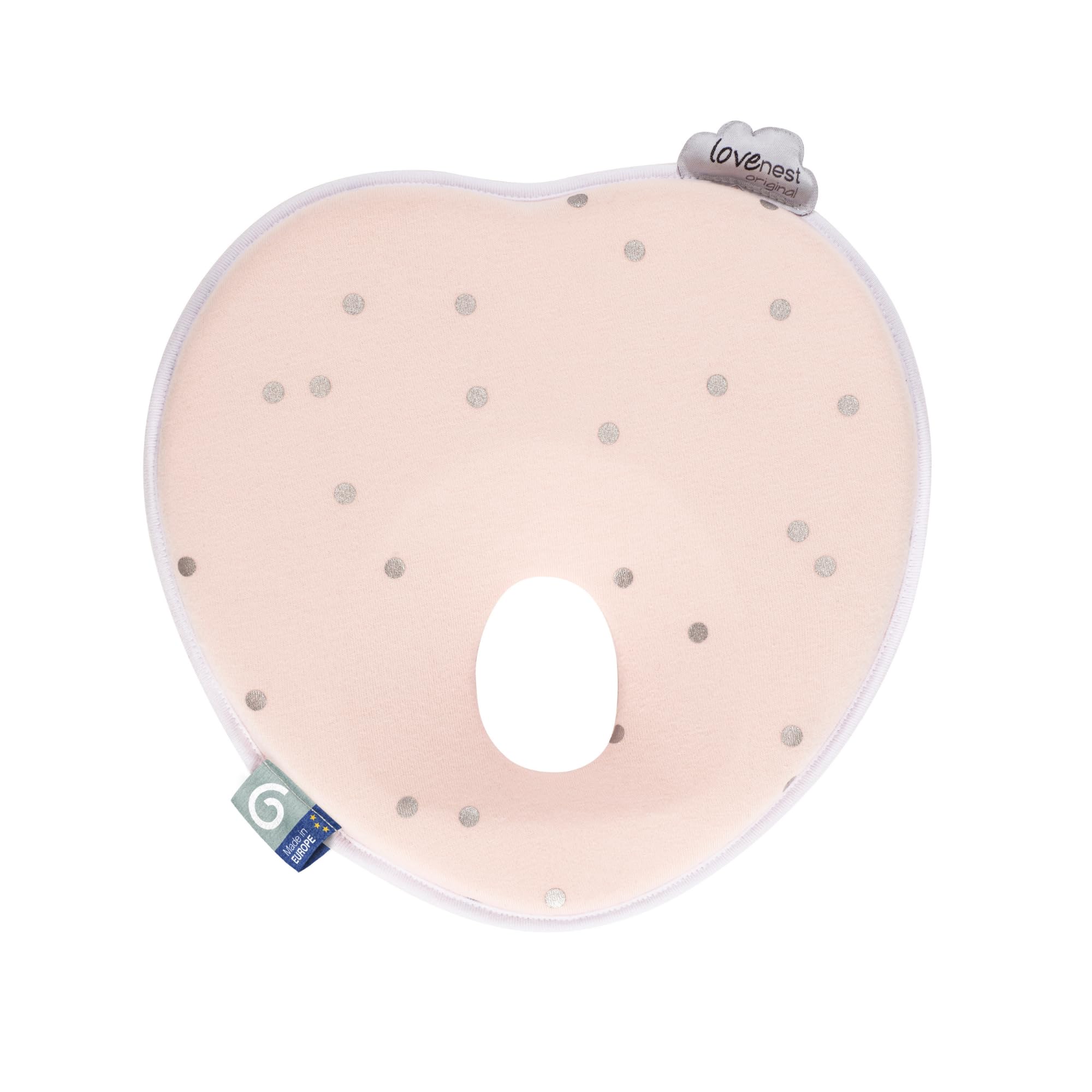 Babymoov Lovenest Baby Head Support, Soft Infant Support for Supervised Awake Time, Stroller &amp; Bouncer Use, Breathable Fabric, Lightweight Newborn Support, Pink