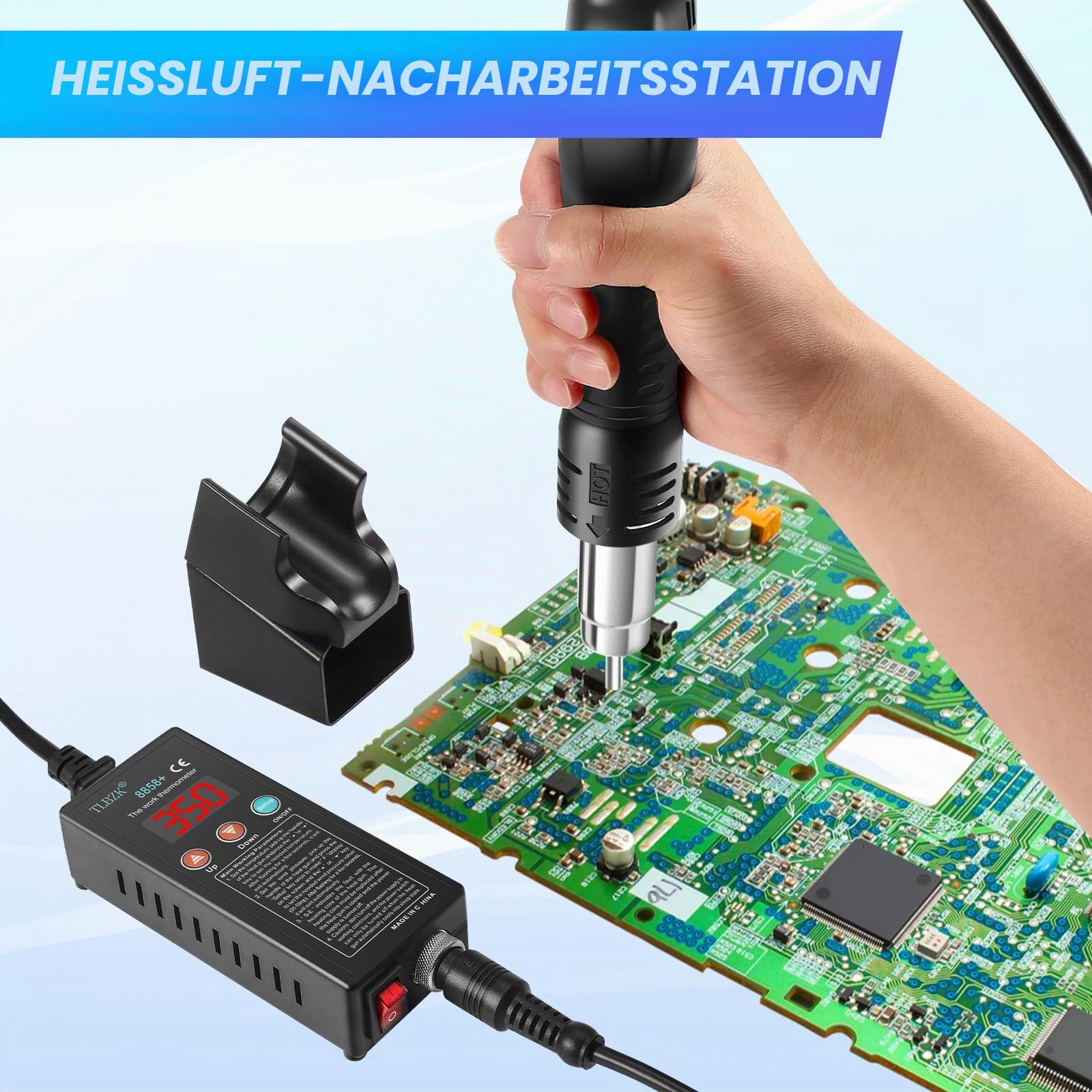 Heißluft-Lötstation SMD-Schweißgerät Digitalanzeige Heißluftpistole