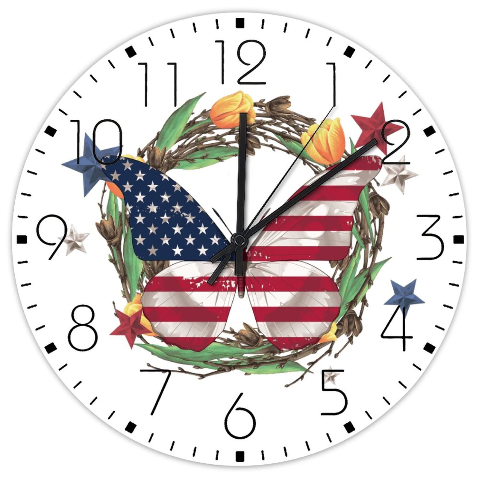 Horloge murale en bois 38 cm couronne américaine double face rustique