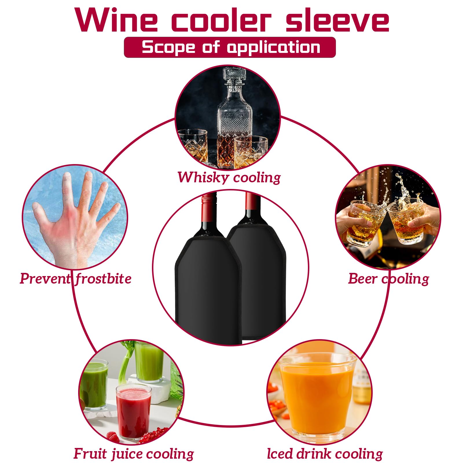 Kühlmanschette Wein 2 Stück Weinkühler Manschette, Kühlmanschette Sektflasche Wiederverwendbarer Flaschenkühler Hülle Unterwegs Weinmanschette Weinflaschenkühler für Wein, Sekt, Champagner, Flaschen