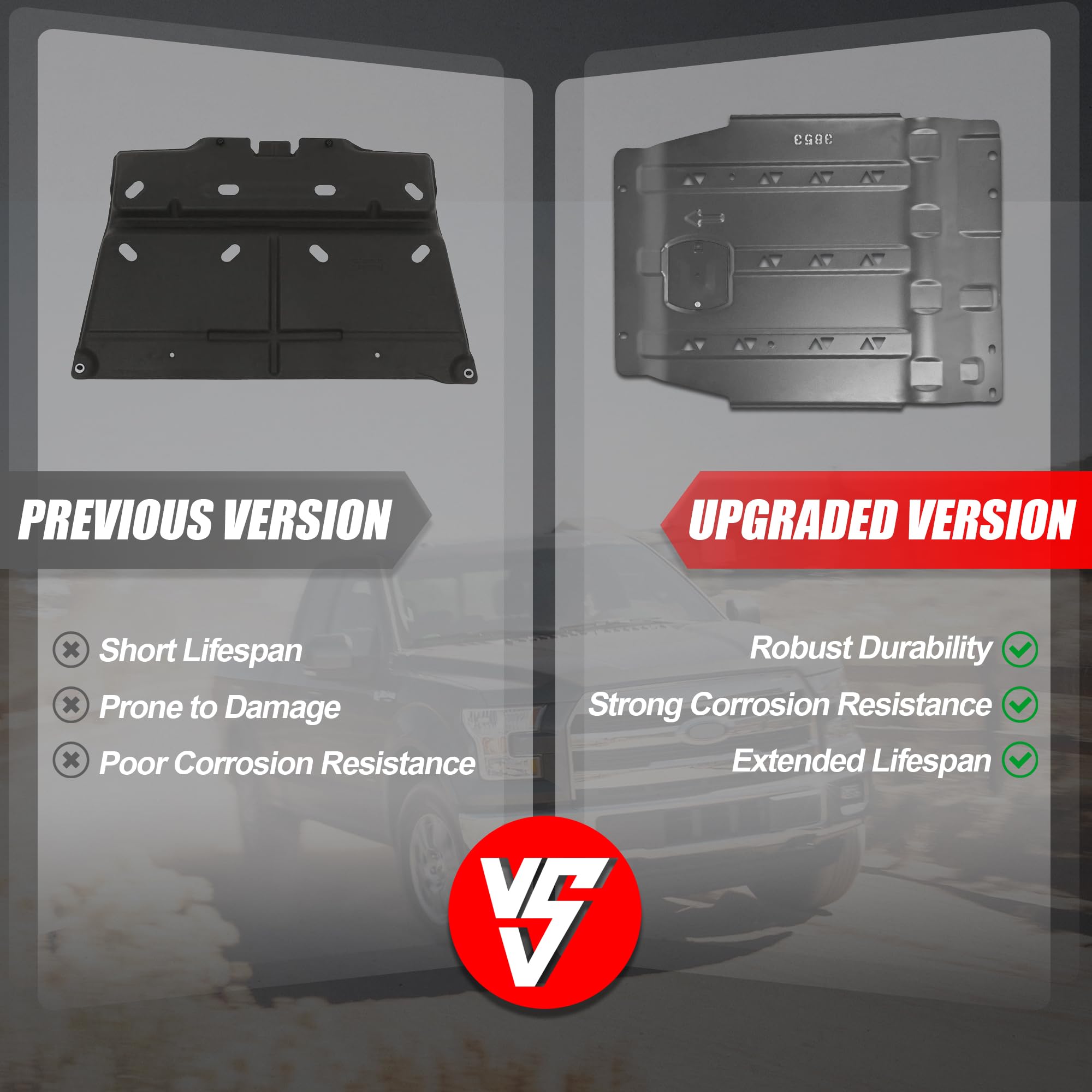 Full Skid Plate Package w/Front Transmission Skid Plate For 2015-2022 Ford F150 Full Skid Plate Package w/Front Transmission Skid Plate For 2015-2022 Ford F150