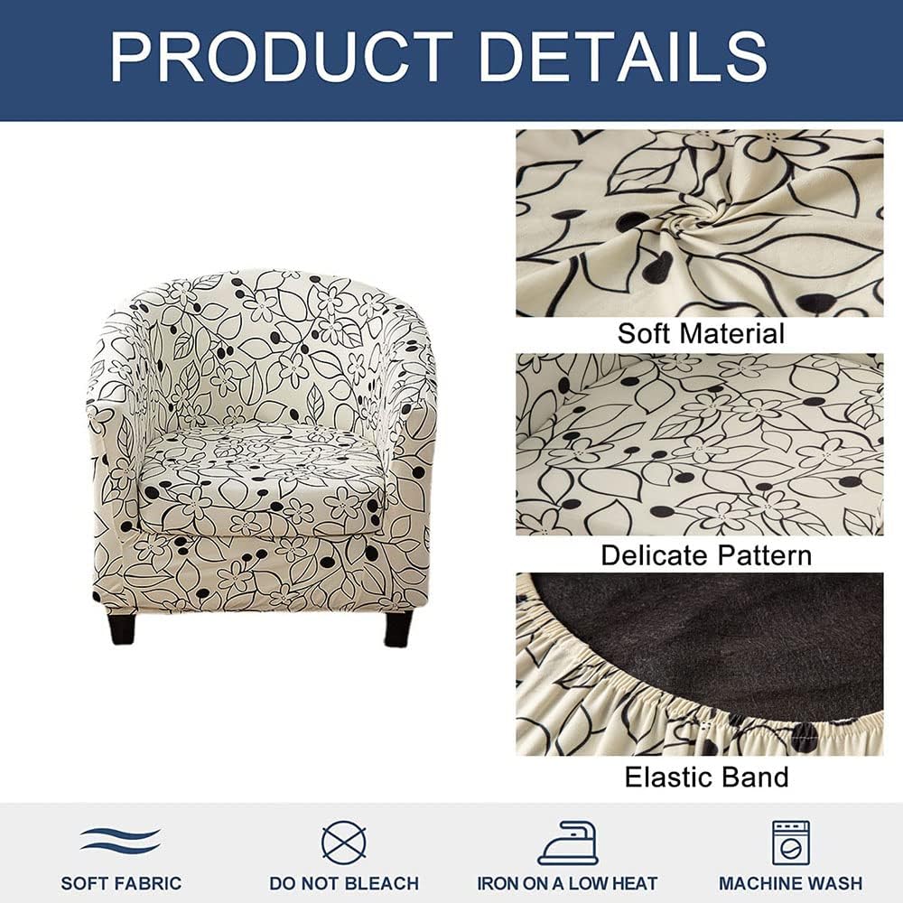 YOPOIY 2 Piece Washable Club Chair Slipcover Soft Stretch Barrel Chair Cover Lightweight Furniture Cover Tub Chair Slipcover for Pets, Kids -4-