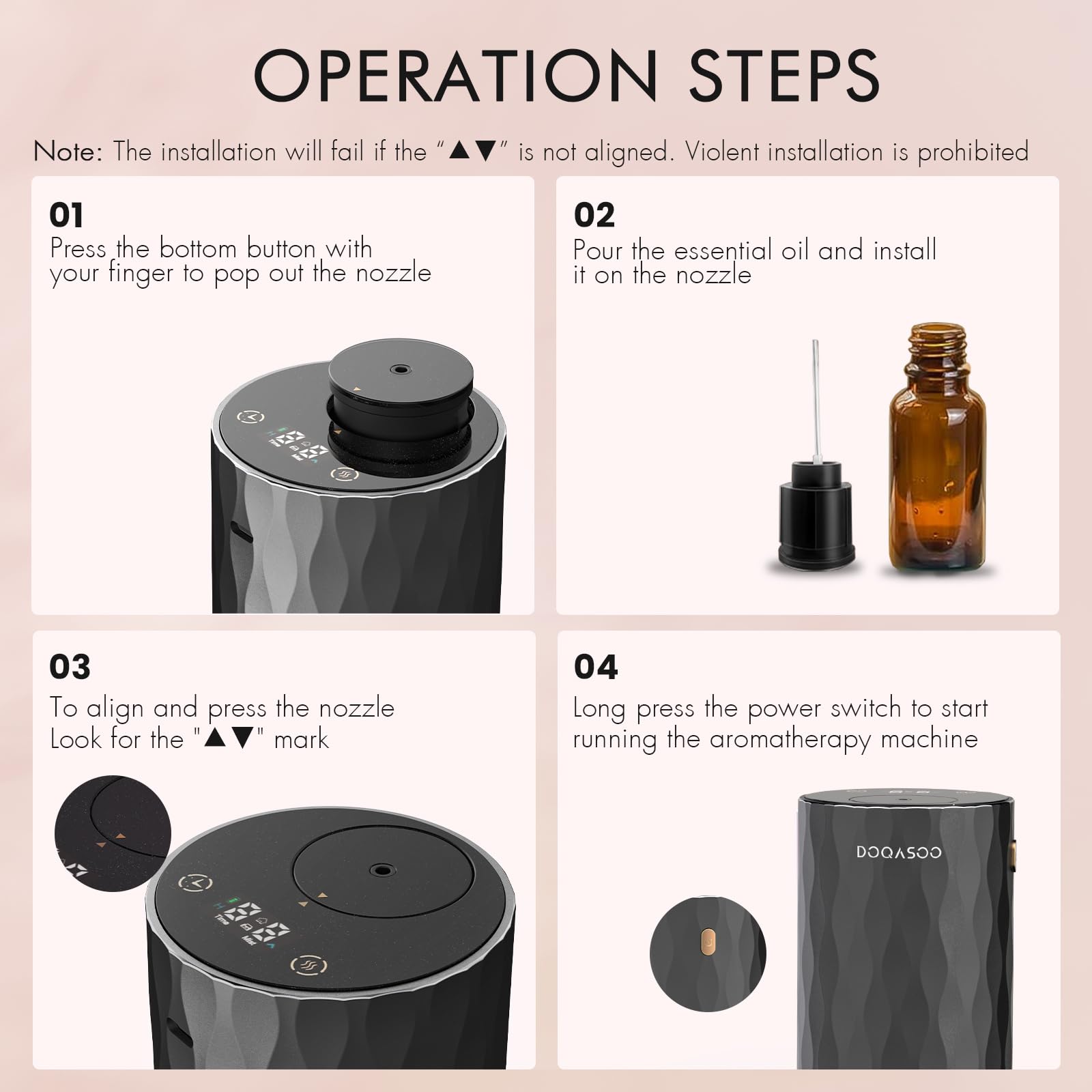 Wasserloser Aroma Diffuser Kabellos - Aluminium-Metallstruktur, 96H Akku & 25dB Leise - Diffusor Für Ätherische Öle Mit Timer & 4 Stufen, Ideal Für Auto, Büro Und Schlafzimmer