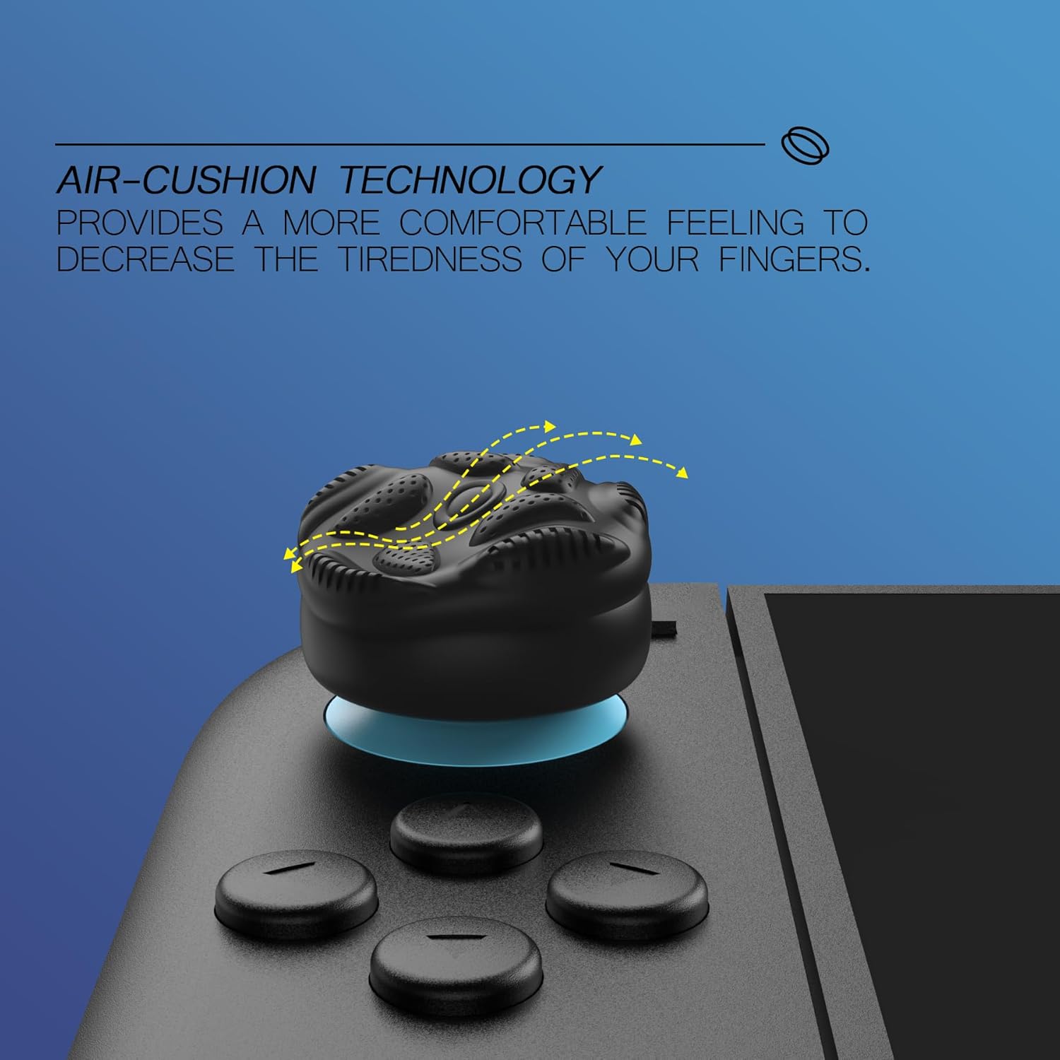 PlayVital for Switch 2 Thumbs Cushion Caps Thumb Grips (4-Pack) | Silicone Joystick Grip Cover for Nintendo Switch 2 Joycon, Anti-Slip Raindrop Texture Design - Black - Image 2