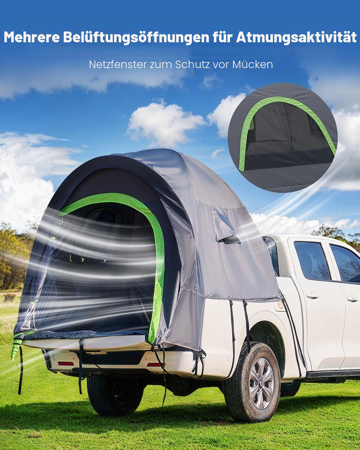 VEVOR Dachzelt Truck LKW Zelt Campingzelt Doppelschichtzelt Outdoors Pickup Truck Zelt LKW Bett Zelt Outdoor Familie Camping Reise Autozelt, Wasserdichtes Autodachzelt Heckzelt Tragetasche