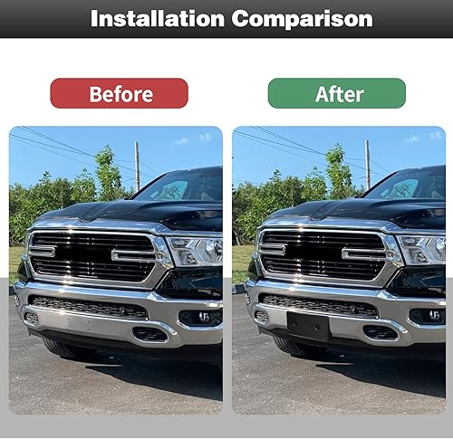 Miniatura 5 de CheroCar Soporte de matrícula frontal RAM Accesorios externos compatibles con Ram 2500 3500 4500 5500 2018-2023 (fibra de carbono)