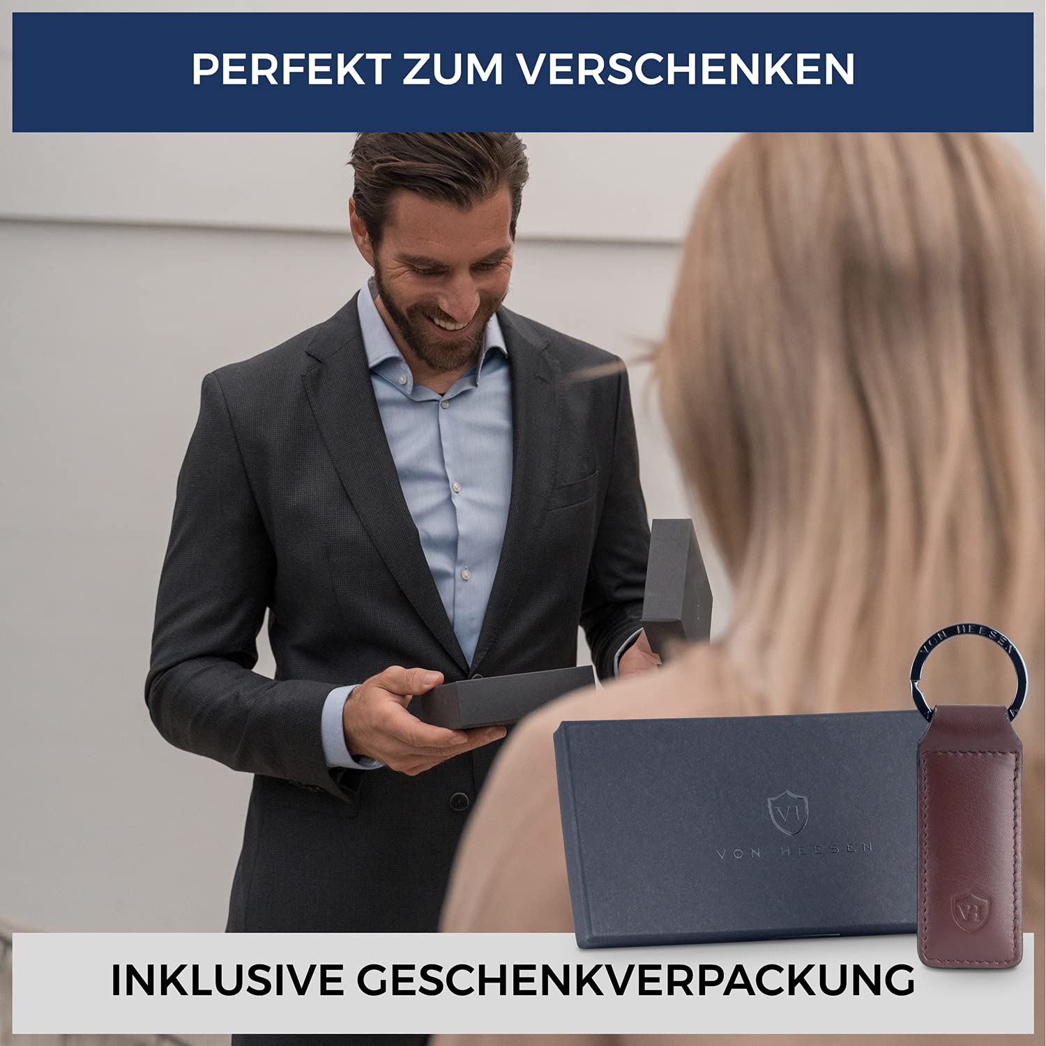 VON HEESEN® Porte-clés en cuir. - Marron - Taille Unique