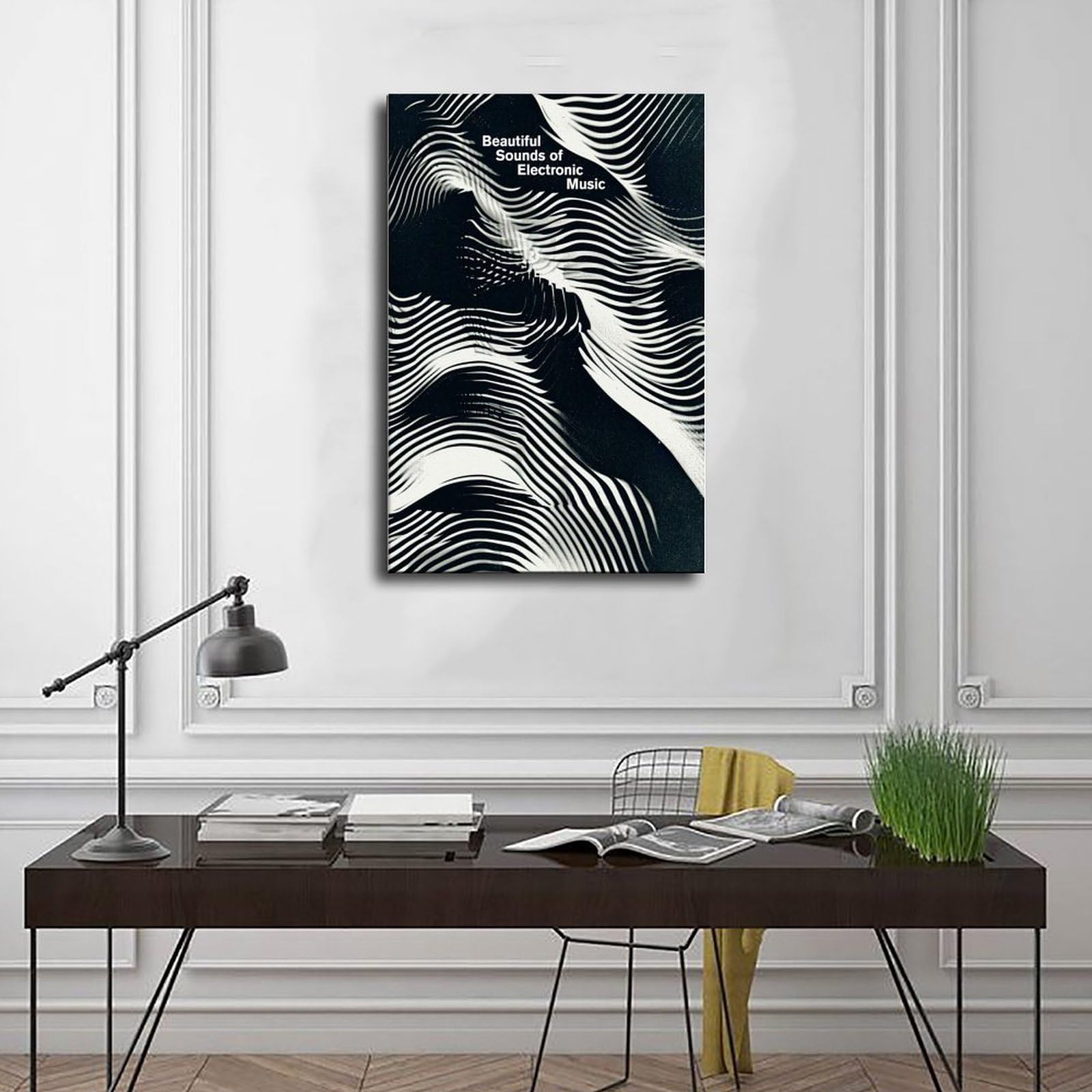 Poster su tela monocromatica con suoni di musica elettronica, decorazione per camera da letto, ufficio, stanza, regalo, 50 x 75 cm