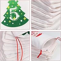 Vista 3 de OurWarm Calendario de Adviento de Navidad 2024, 24 días de arpillera, calendarios de Adviento colgantes de arpillera, bolsas de regalo de dulces