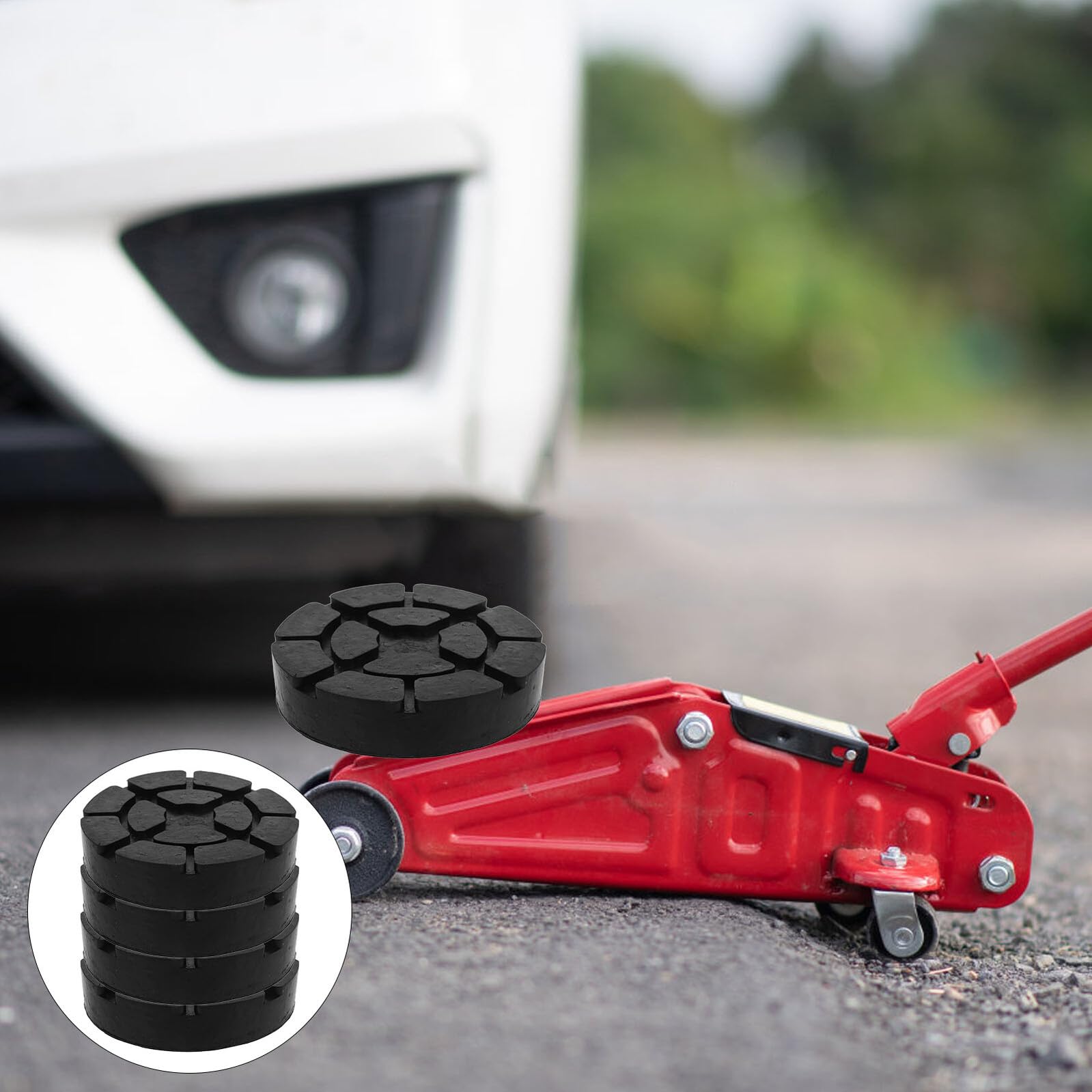 Mikinona 4 Stück Wagenheberadapter aus Gummi für Automobilheber mit Rutschfestem Design und Stabiler Unterstützung für Sichere Hebevorgänge Am Fahrzeug