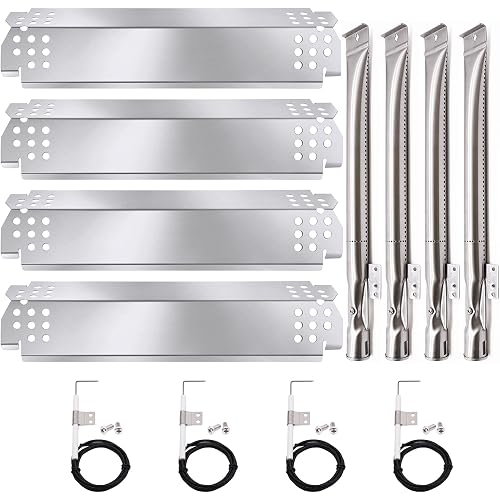 Criditpid Grill Replacement Parts for Nexgrill 4 Burner 720-0830H, 720-0783E, 5 Burner 720-0888N, 720-0888, Grill Heat Shield Plates, Burners and Igniter Kit for Home Depot Nexgrill Replacement Parts