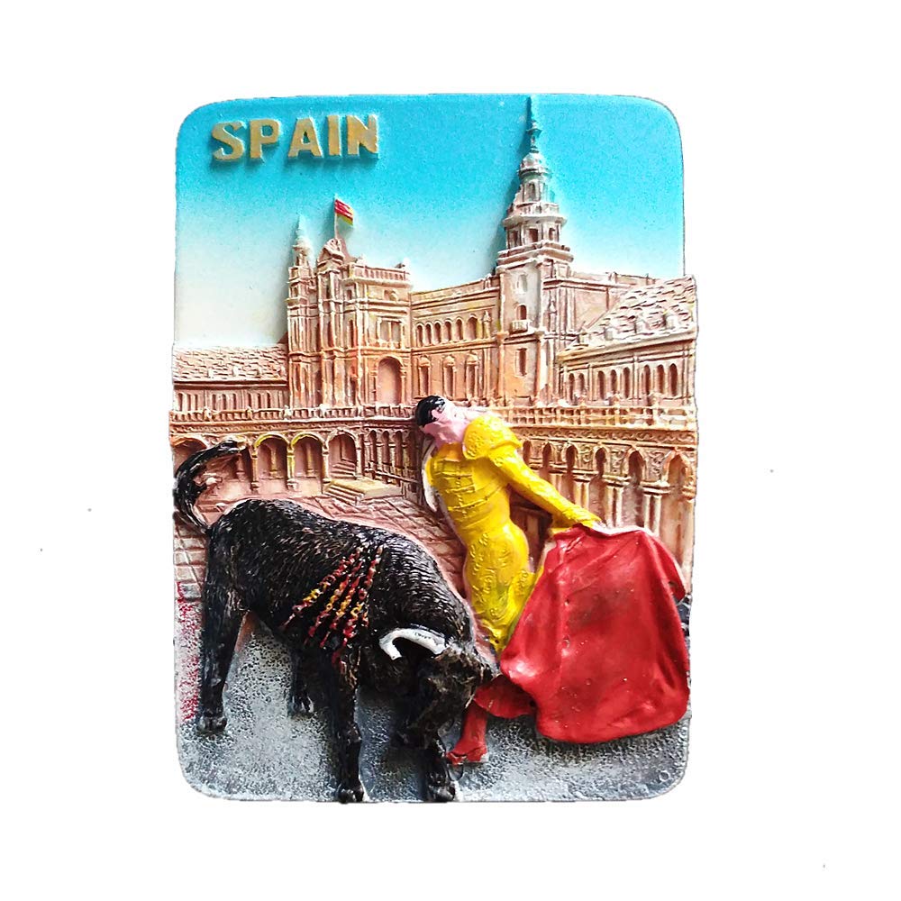 Muyu Magnet Bullfighting Show Spain Bullfighting Show Of Spain 3D Fridge Magnet Souvenir Gift Collection Home Kitchen Decoration Magnetic Sticker Spain Refrigerator Magnet