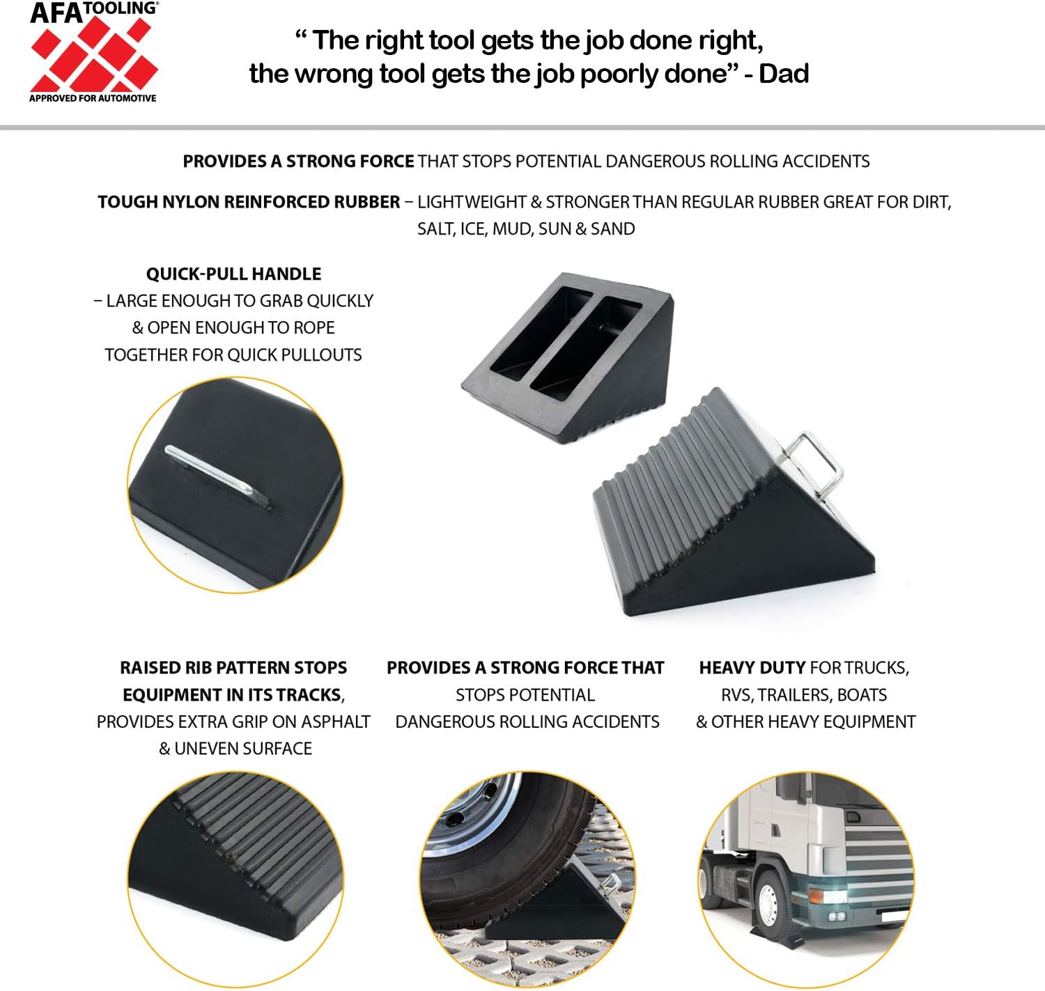 Flash Deals - 70% OFF AFA Tooling - Set of 2 Wheel Chocks | Heavy Duty Nylon Rubber Wedge for Front and Back Tires | Heavy Weighted Design and Tie Off Handle | Chock Block for Your Camper, Trailer, RV, Truck, Car or ATV… Hottest Sale AFA Tooling - Set of 2 Wheel Chocks | Heavy Duty Nylon Rubber Wedge for Front and Back Tires | Heavy Weighted Design and Tie Off Handle | Chock Block for Your Camper, Trailer, RV, Truck, Car or ATV…