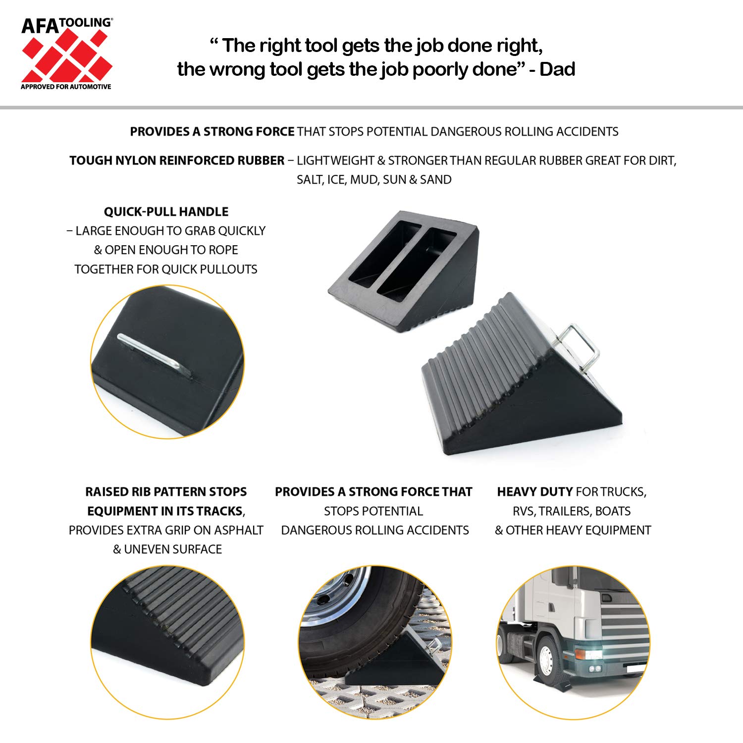 Buy AFA Tooling Set of 2 Wheel Chocks Heavy Duty Nylon Rubber Wedge for Front and Back Tires