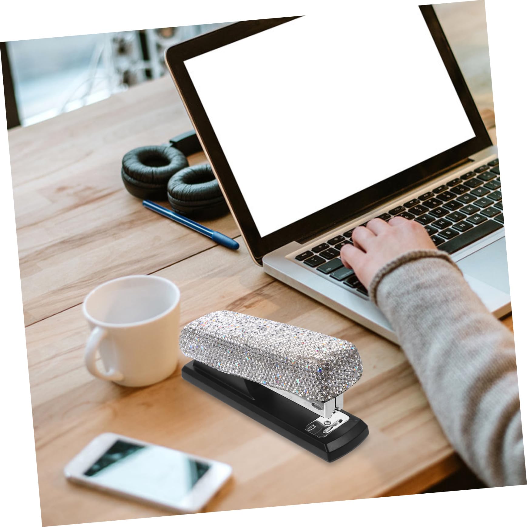 Tofficu 3 Sätze Rhinestone Heftgerät für Zuhause und Büro Robuster Leichter Handhefter für Schüler Lehrer und Kollegen Multifunktionales Zubehör für Schule und Büro