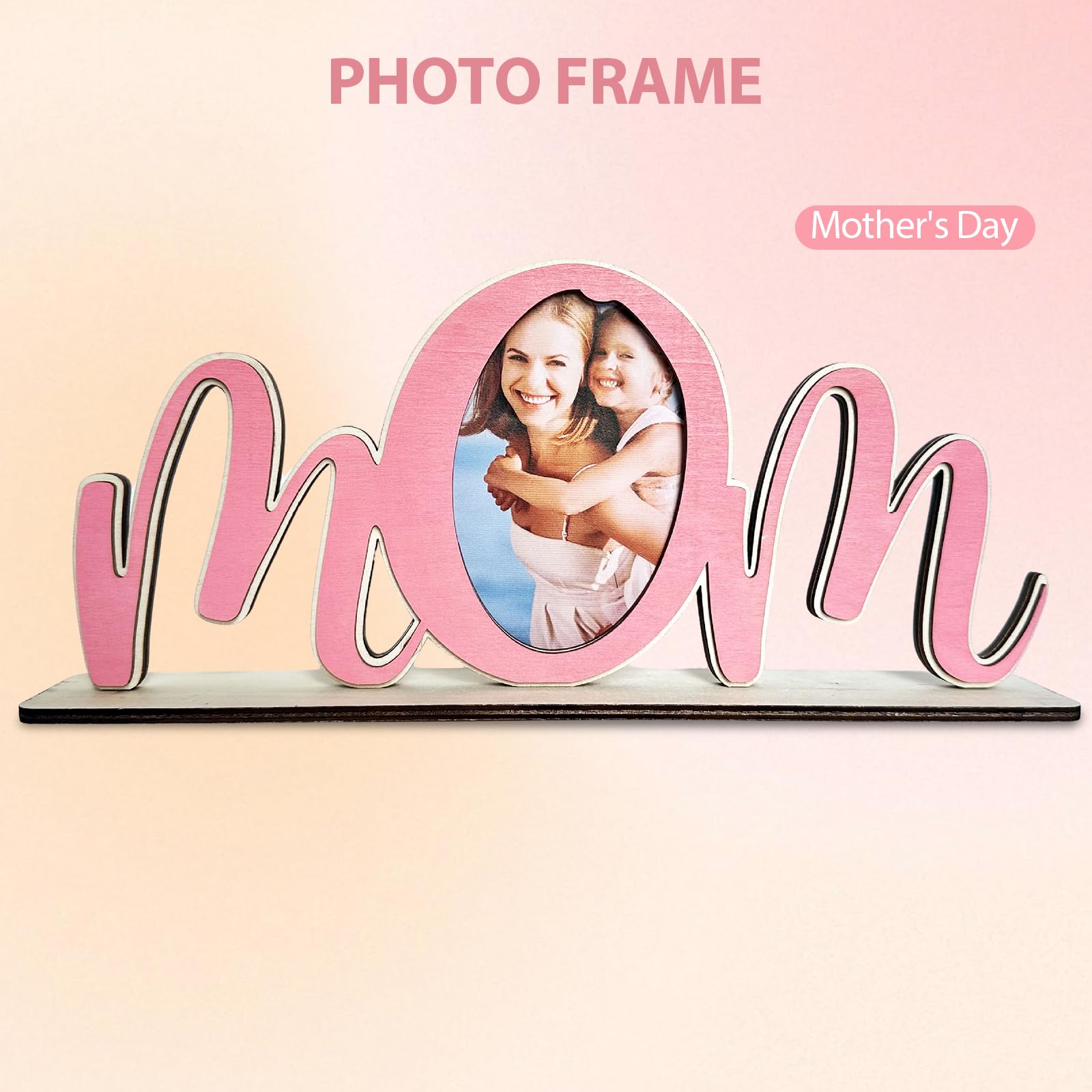 Cornice In Legno Per Mamma | Regalo Per La Festa Della Mamma O Compleanno | Portafoto 13x17 Per Foto 12,7x17,8 Cm | Ideale Per Casa, Ufficio O Da Regalare A Figli E Mamme