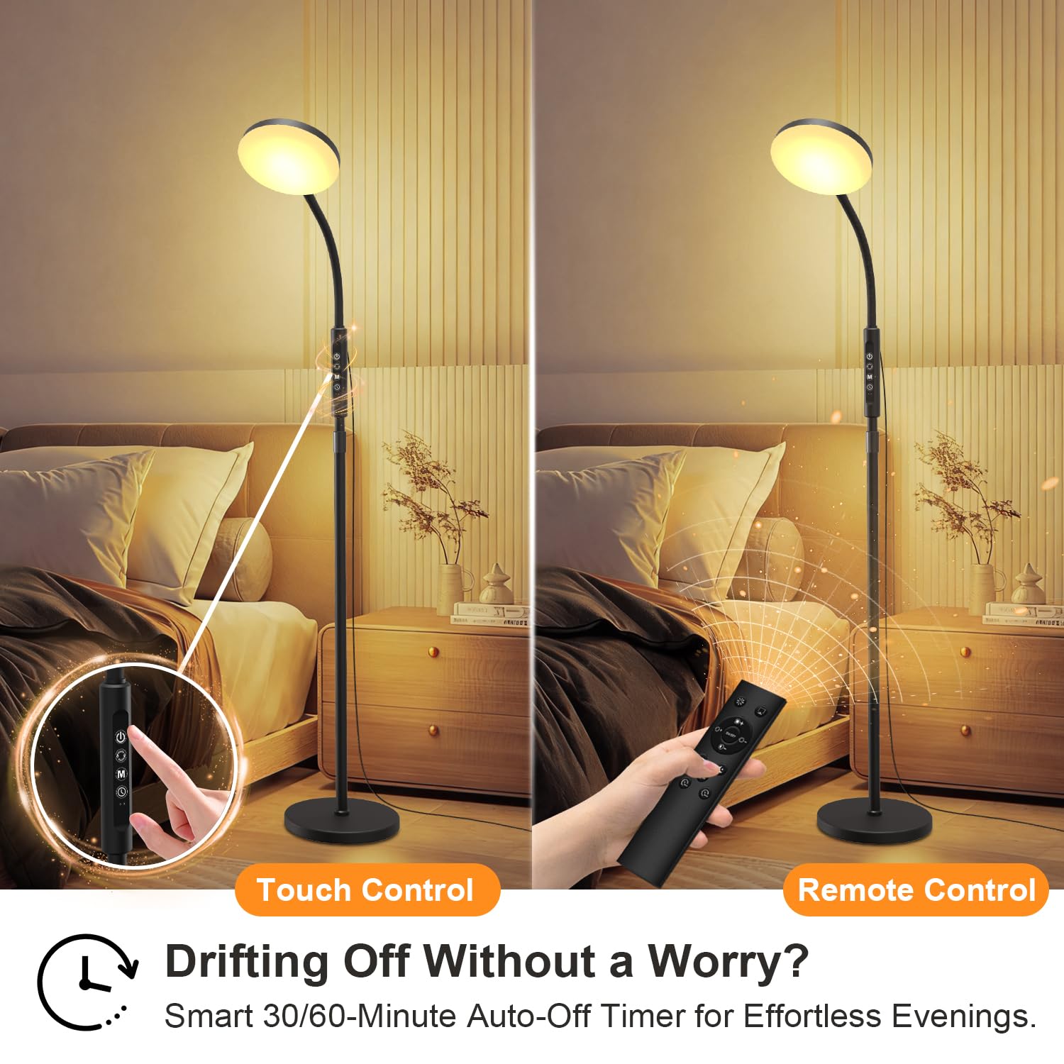 Lampa Podłogowa i Biurkowa 20 000 Lux - Regulowana Wysokość, 5 Kolorów Światła, 10 Poziomów Jasności, Timer, Stabilna Podstawa - Lampa Dzienna do Sypialni, Salonu, Biura
