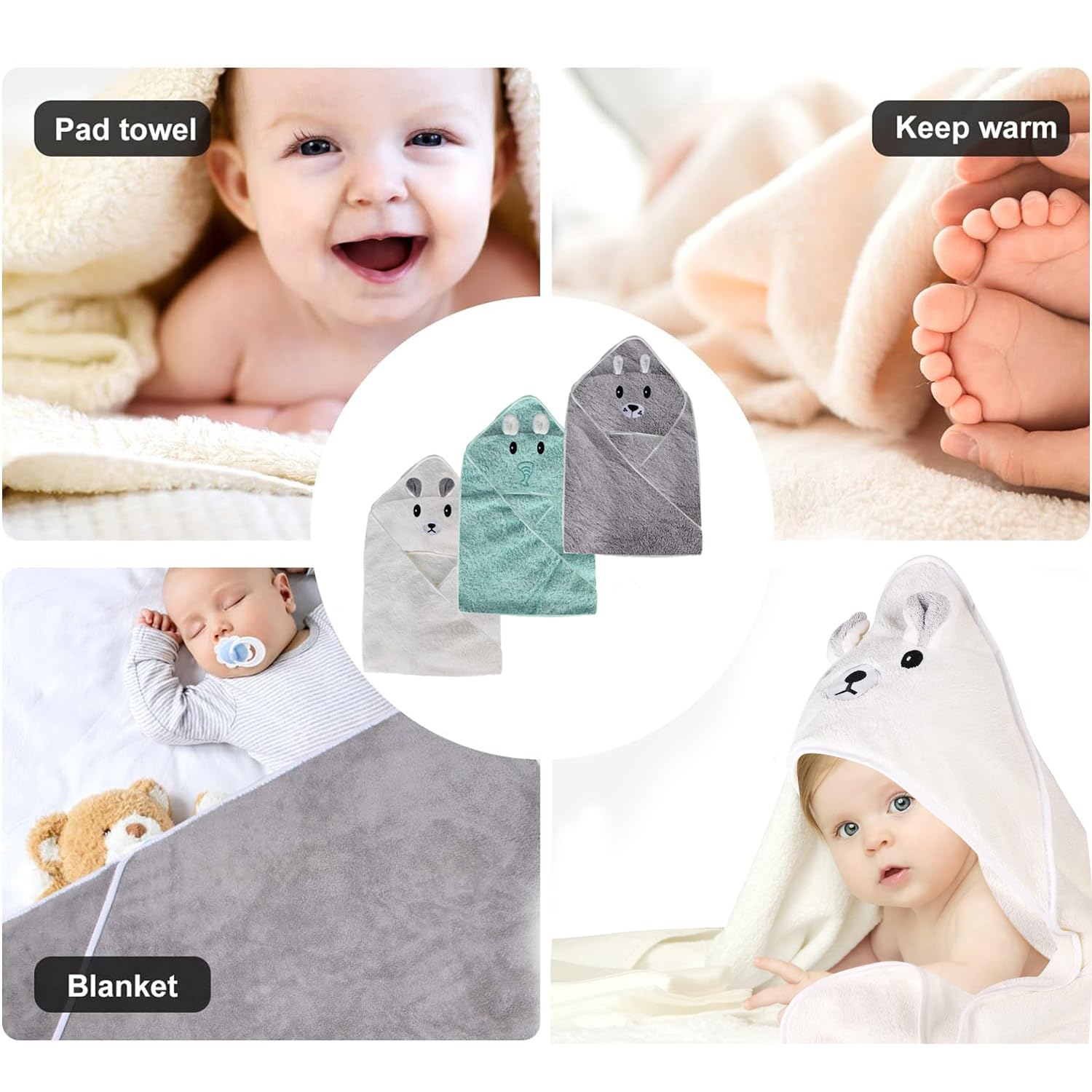 Bamboe Babyhanddoek Met Capuchon-Premium Zachte Badhanddoek Voor Een Bad Voor Ba