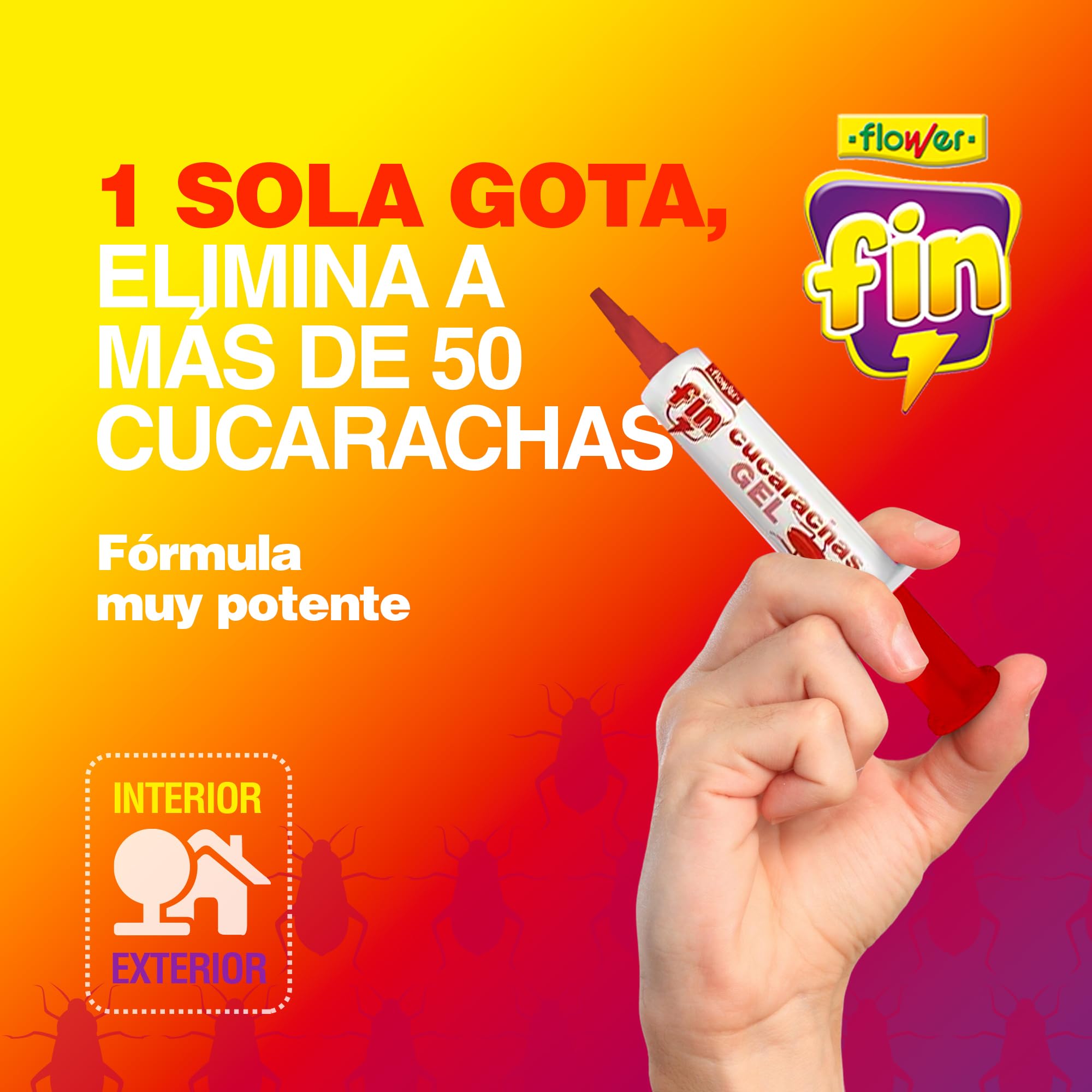FLOWER x 6 Insecticida Anti Cucarachas Formato Jeringa 10 gr | Jeringuilla Anticucarachas Eficaz Elimina y Mata Cucaracha | Gel Atrayante y Duradero | Interior y Exterior | Aplicación Fácil y Segura