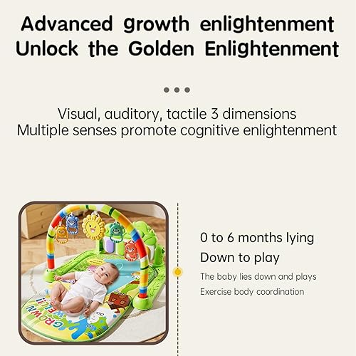 Miniatura 5 de Alive Lovely Baby Gyms - Tapete de juego para centro de actividad musical, tapete de gimnasio con piano, música y luces, para el tiempo boca abajo,
