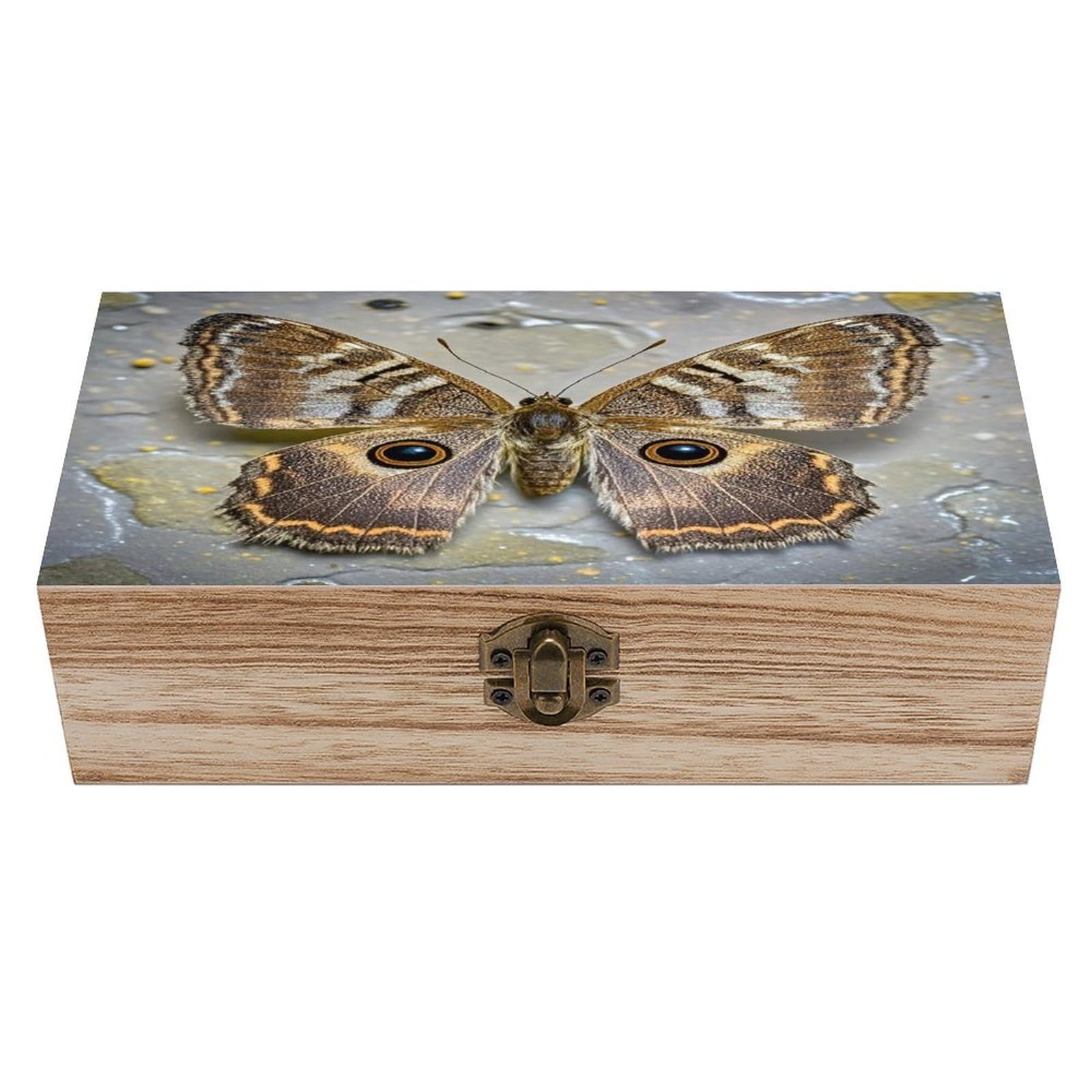 FekiLoot Moth Wooden Storage Box Exquisite Wood Keepsake Box Vintage Wooden Gift Jewelry Case for Crafts And Photo Storage Boxes